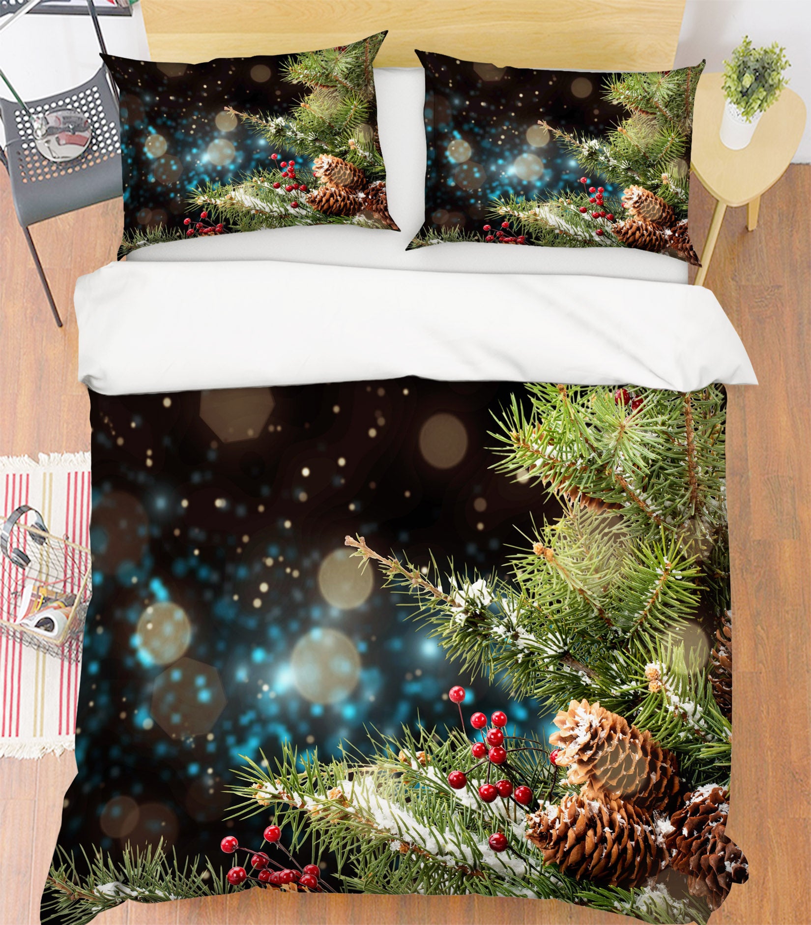 3D Pine Cones Tree Pendant 51145 Christmas Quilt Duvet Cover Xmas Bed Pillowcases