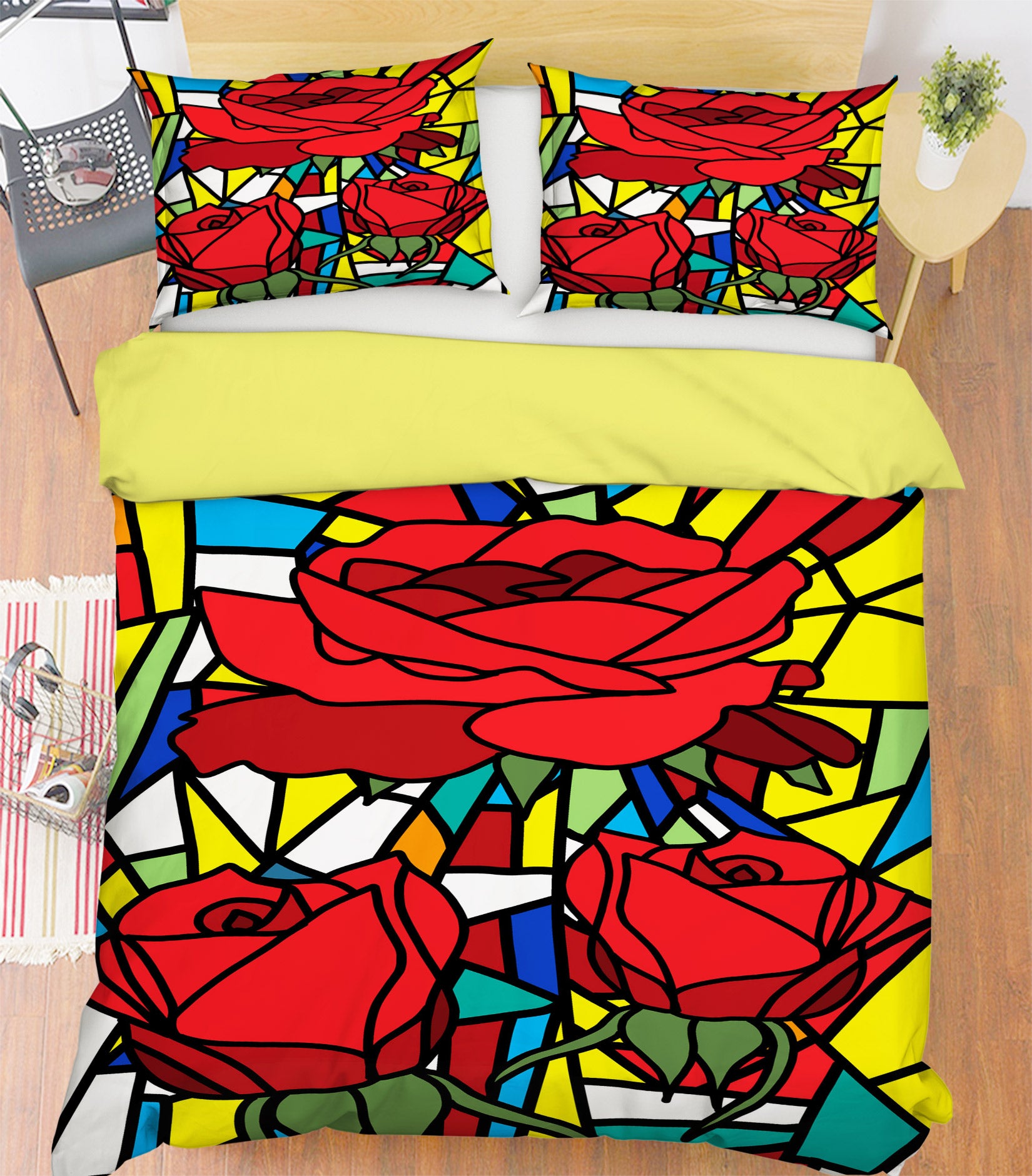3D Rose Block 13222 Bed Pillowcases Quilt