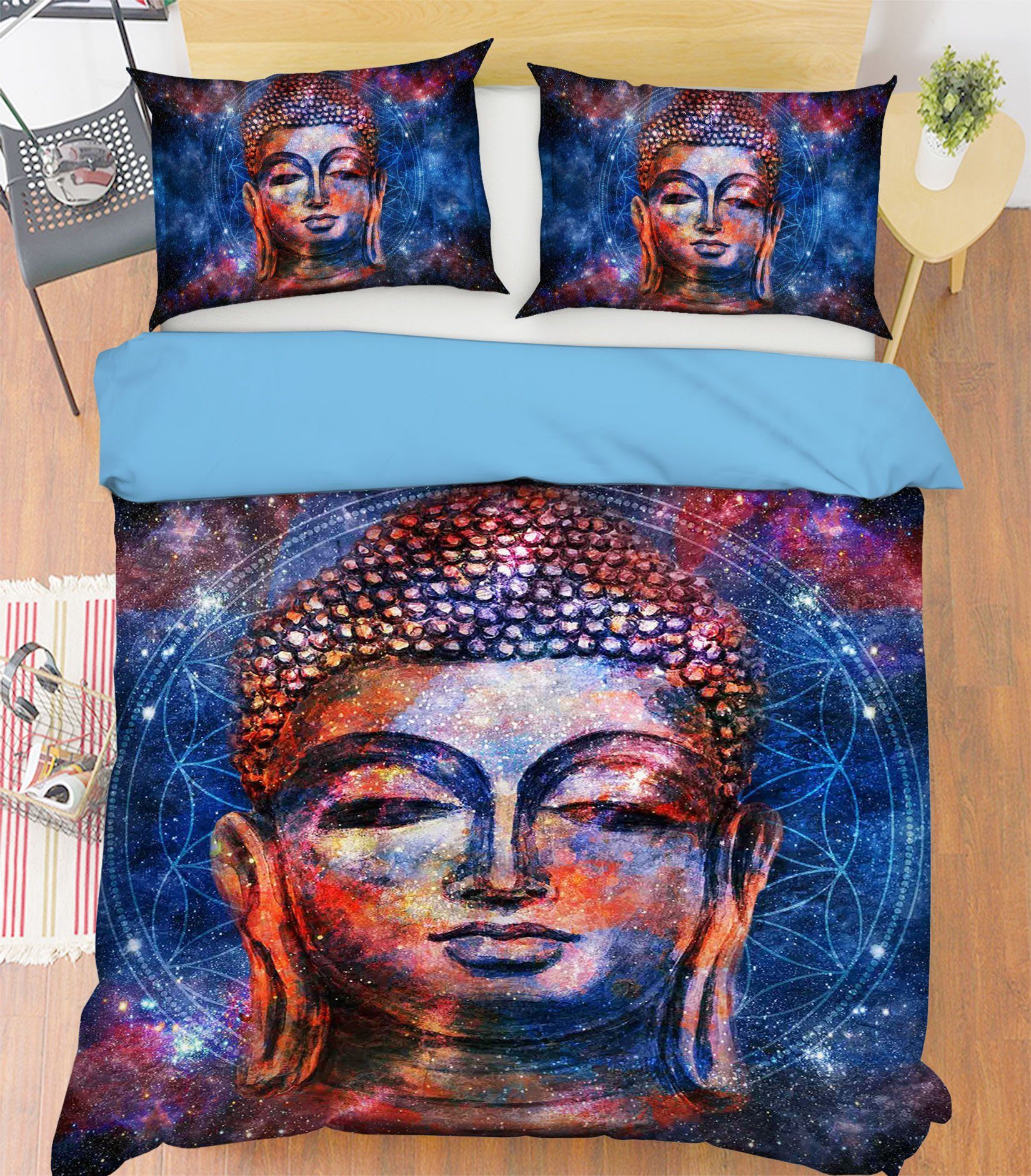 3D Buddha Head 010 Bed Pillowcases Quilt Quiet Covers AJ Creativity Home