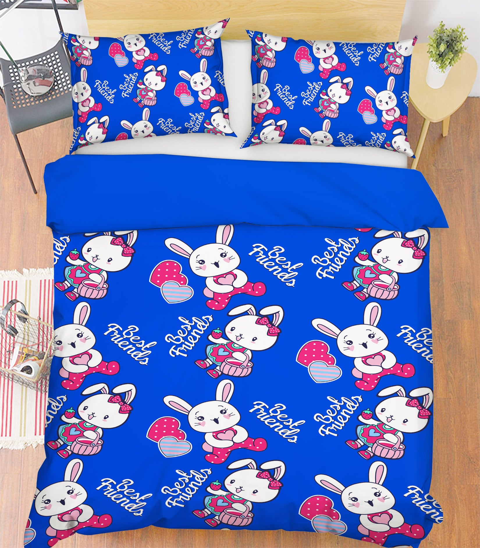 3D Rabbit Pattern 61102 Bed Pillowcases Quilt
