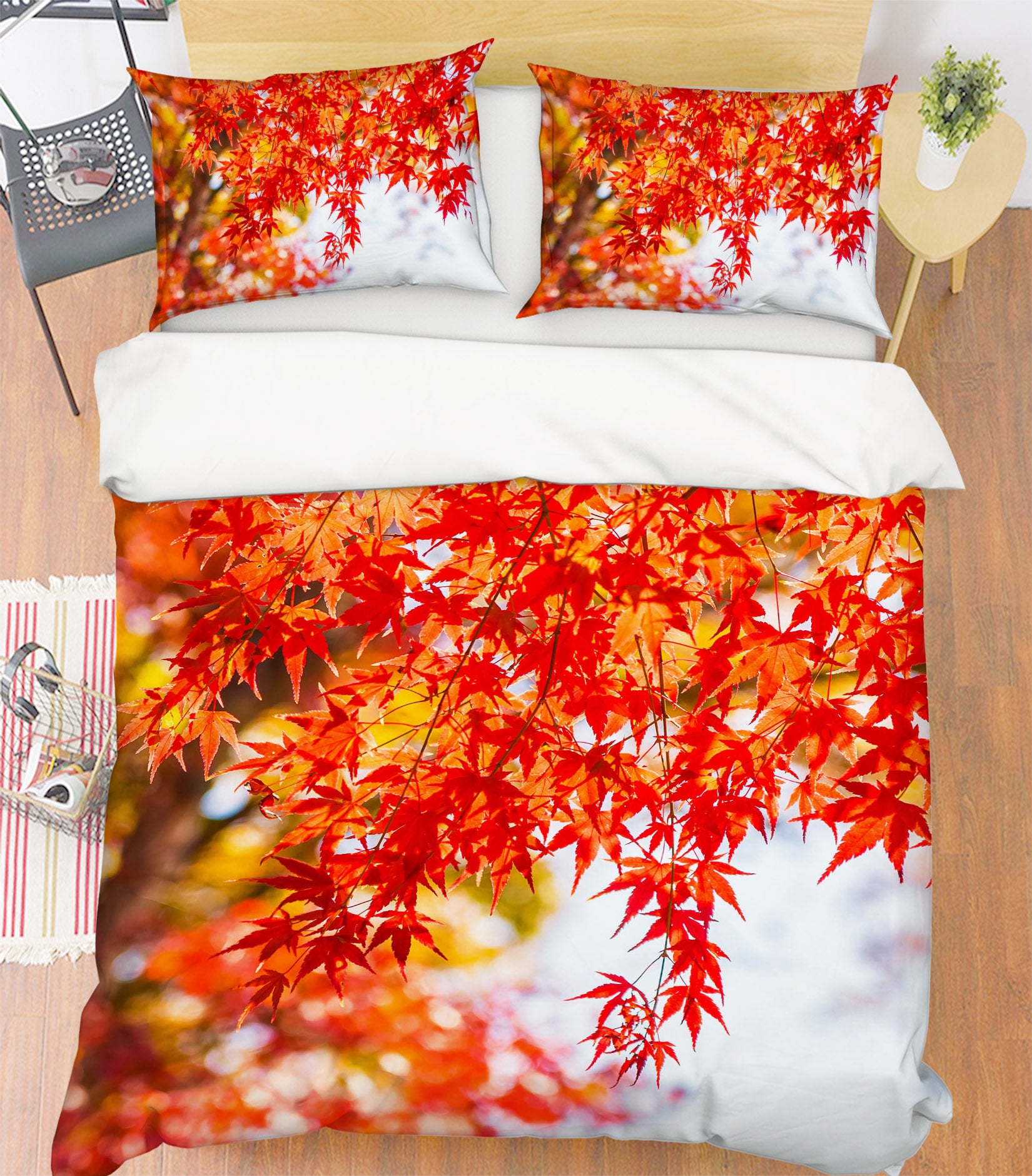 3D Red Maple Leaf 60165 Bed Pillowcases Quilt