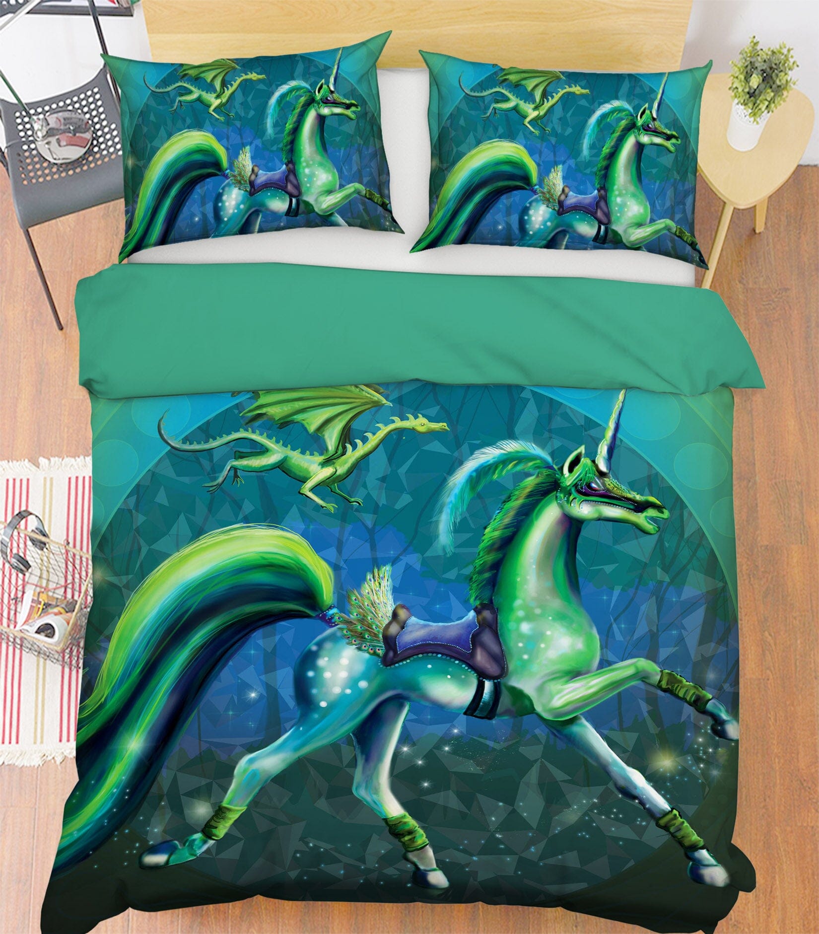 3D Walking Unicorn 122 Rose Catherine Khan Bedding Bed Pillowcases Quilt Quiet Covers AJ Creativity Home