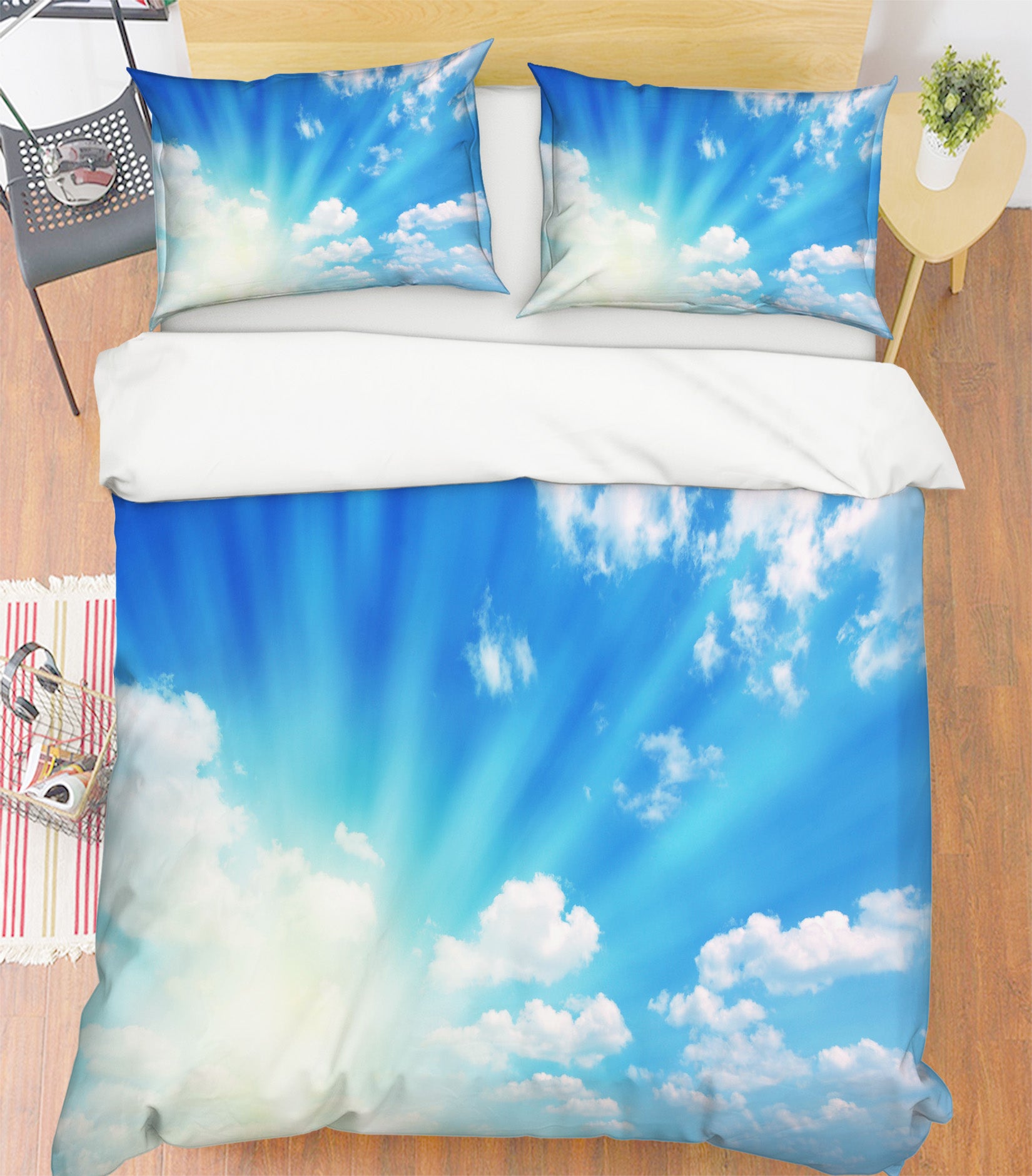 3D Blue Sky White Clouds 61062 Bed Pillowcases Quilt