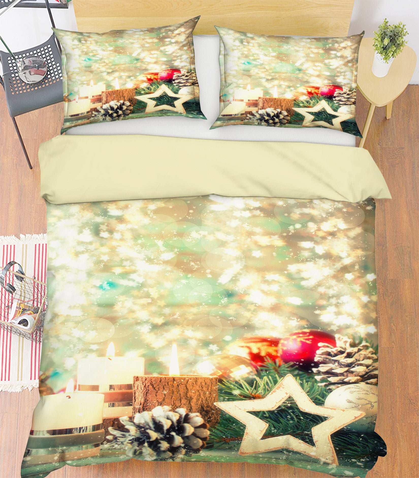3D Five-Pointed Star Pine Cones 50023 Christmas Quilt Duvet Cover Xmas Bed Pillowcases
