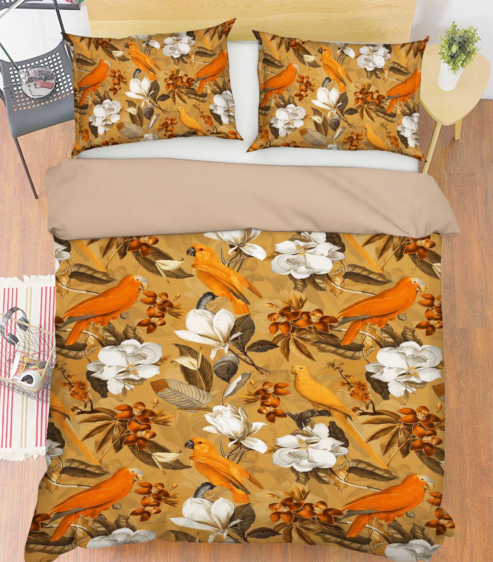 3D Orange Parrot 185 Uta Naumann Bedding Bed Pillowcases Quilt Quiet Covers AJ Creativity Home
