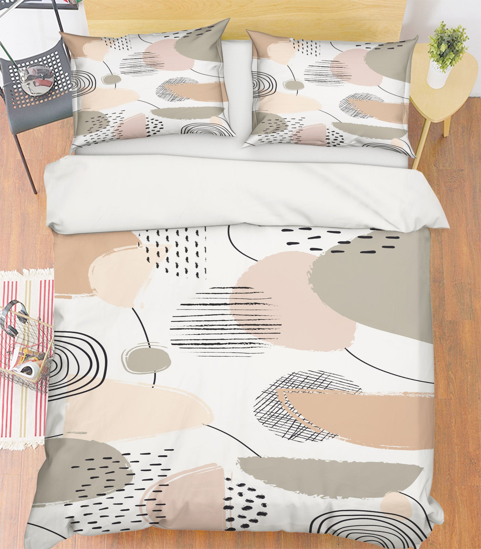 3D Gray Pink 60069 Bed Pillowcases Quilt