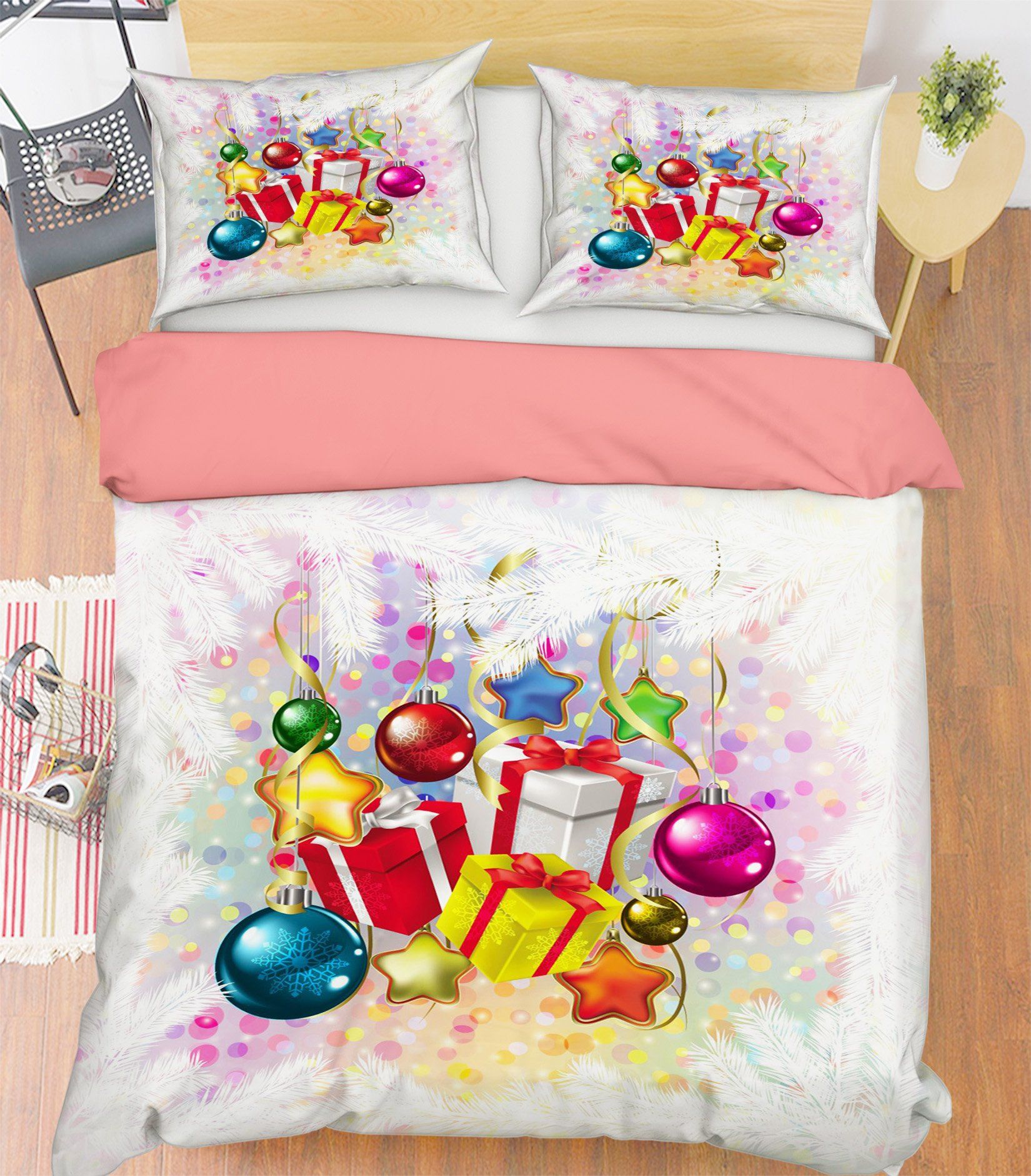 3D Christmas Colorful Ball Gift 46 Bed Pillowcases Quilt Quiet Covers AJ Creativity Home