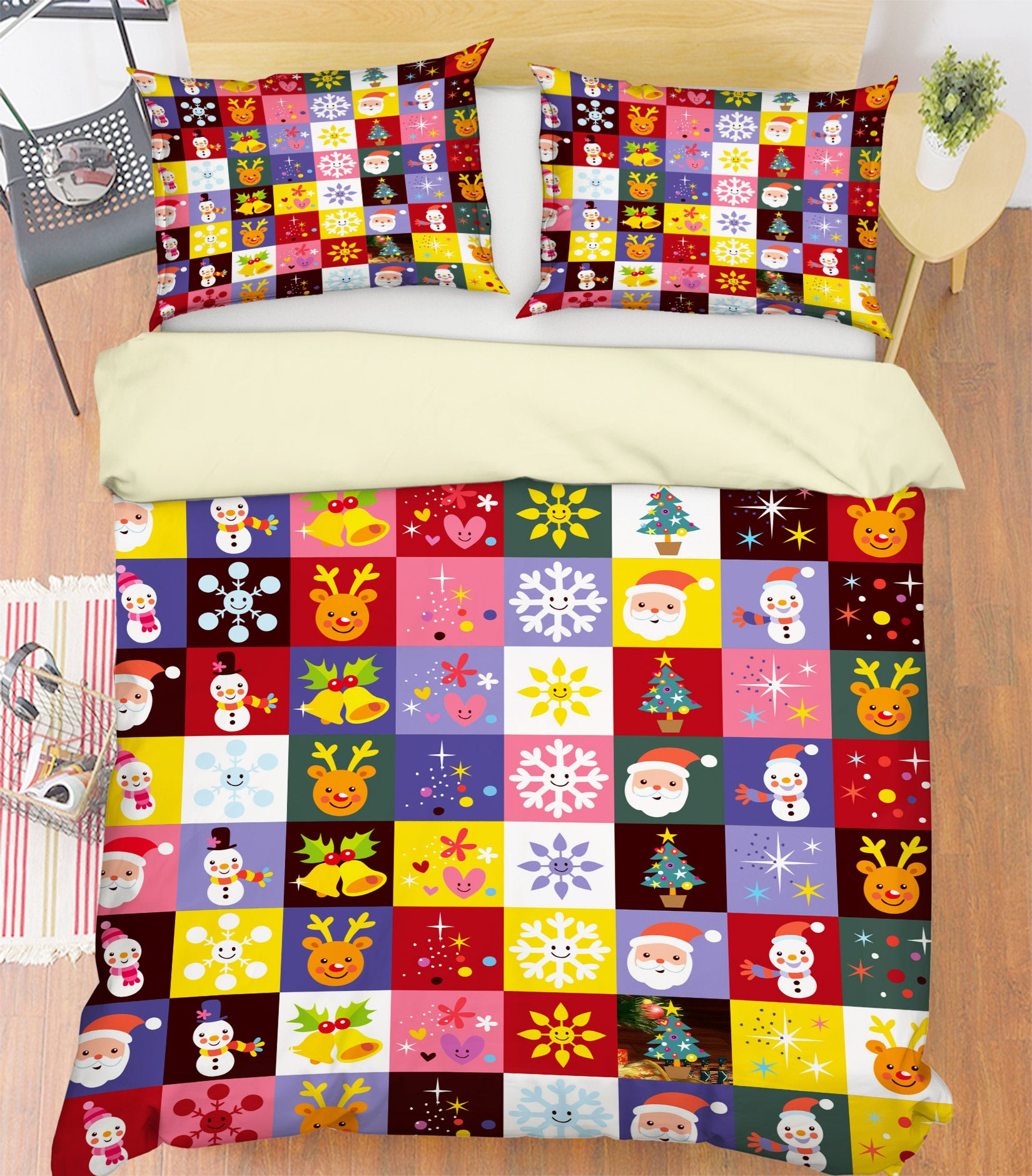 3D Santa Cube 50002 Christmas Quilt Duvet Cover Xmas Bed Pillowcases