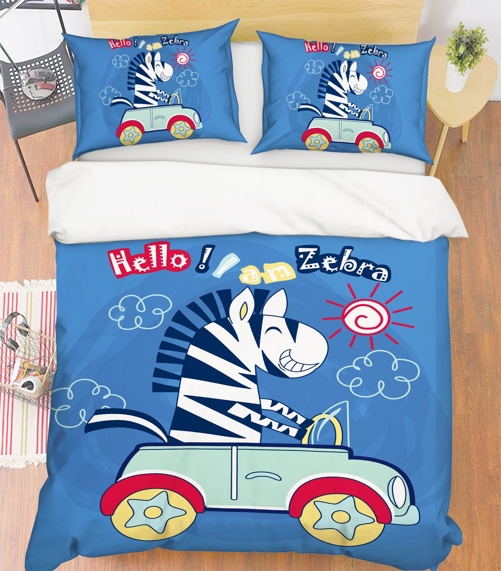 3D Car Zebra 59020 Bed Pillowcases Quilt