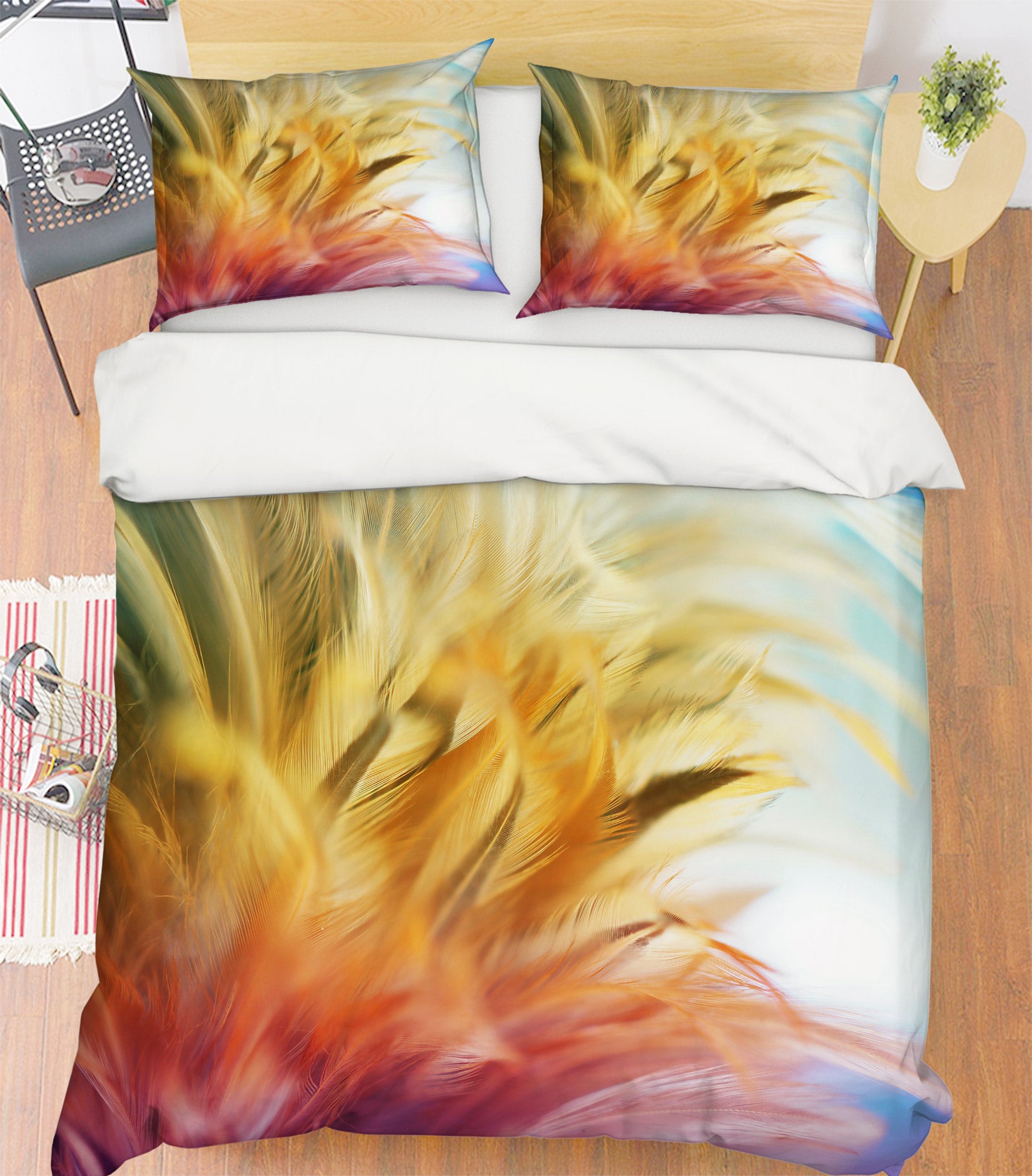 3D Golden Feather 60034 Bed Pillowcases Quilt