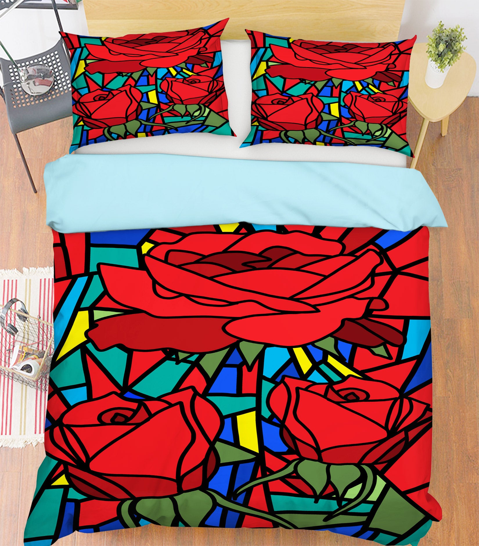 3D Red Rose 13221 Bed Pillowcases Quilt