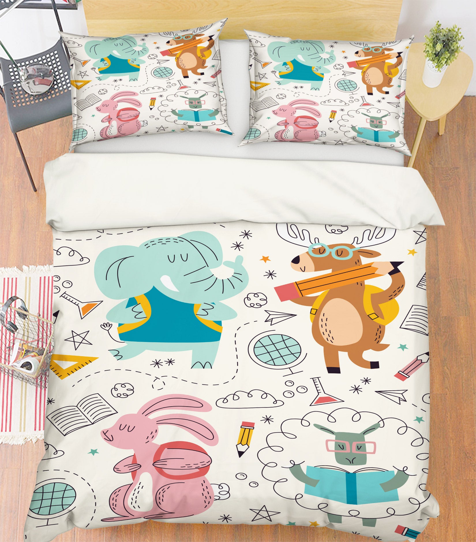 3D Elephant Deer Rabbit Sheep 60062 Bed Pillowcases Quilt