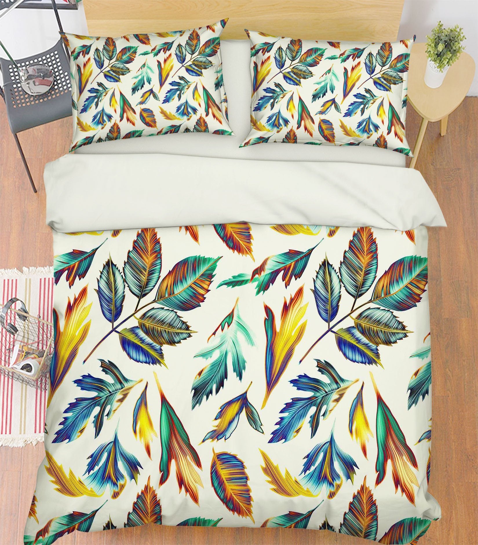 3D Shiny Leaves 206 Bed Pillowcases Quilt Wallpaper AJ Wallpaper
