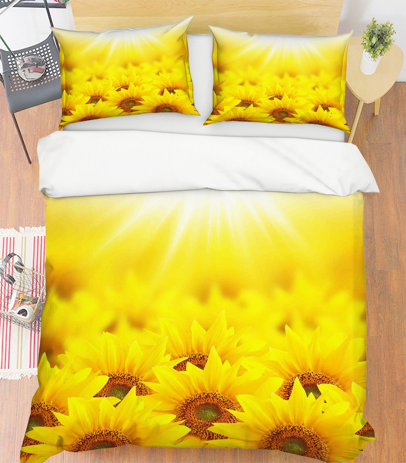 3D Sunflower Flower Field 131 Bed Pillowcases Quilt Wallpaper AJ Wallpaper
