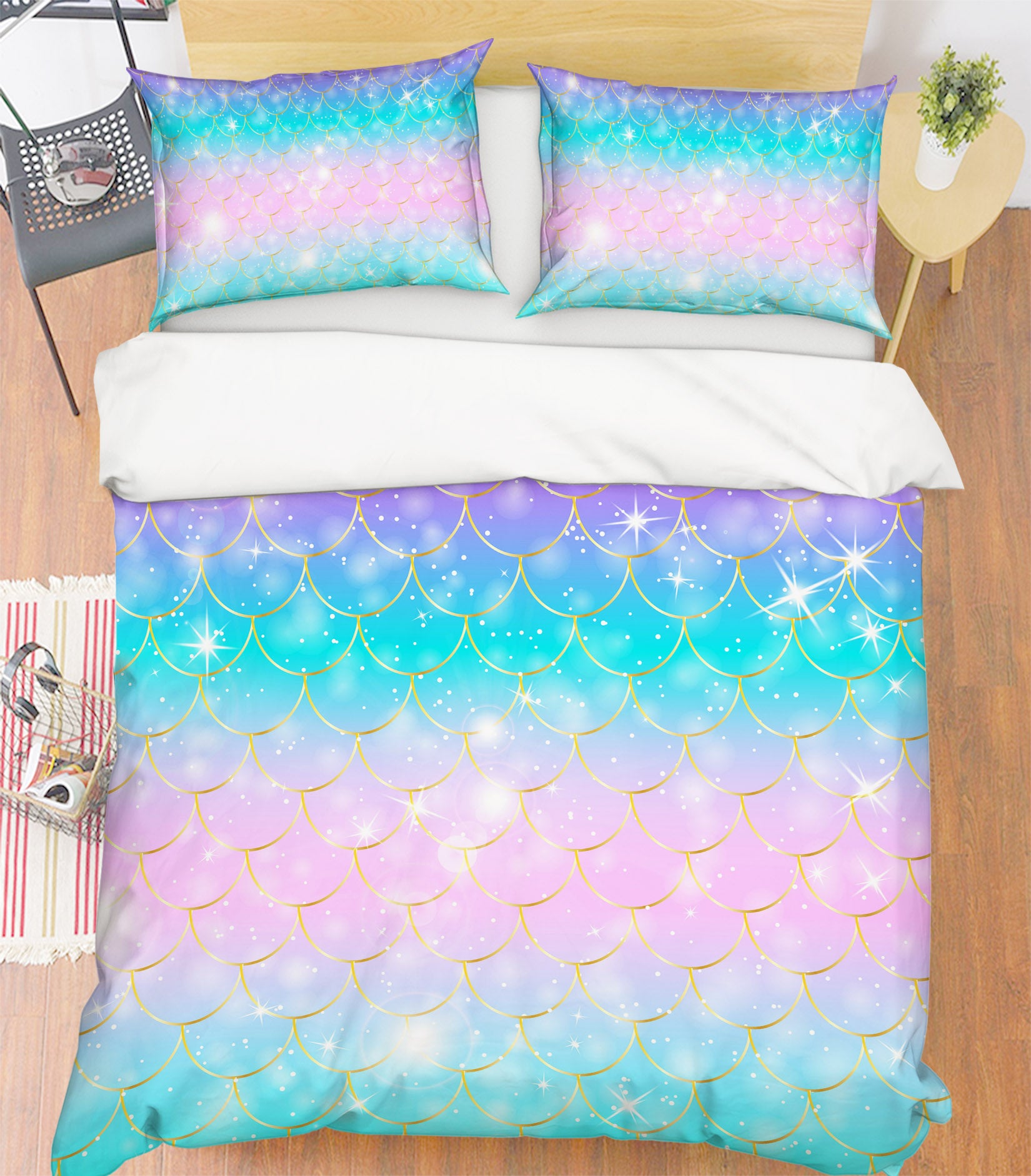 3D Fish Scale Pattern 60254 Bed Pillowcases Quilt