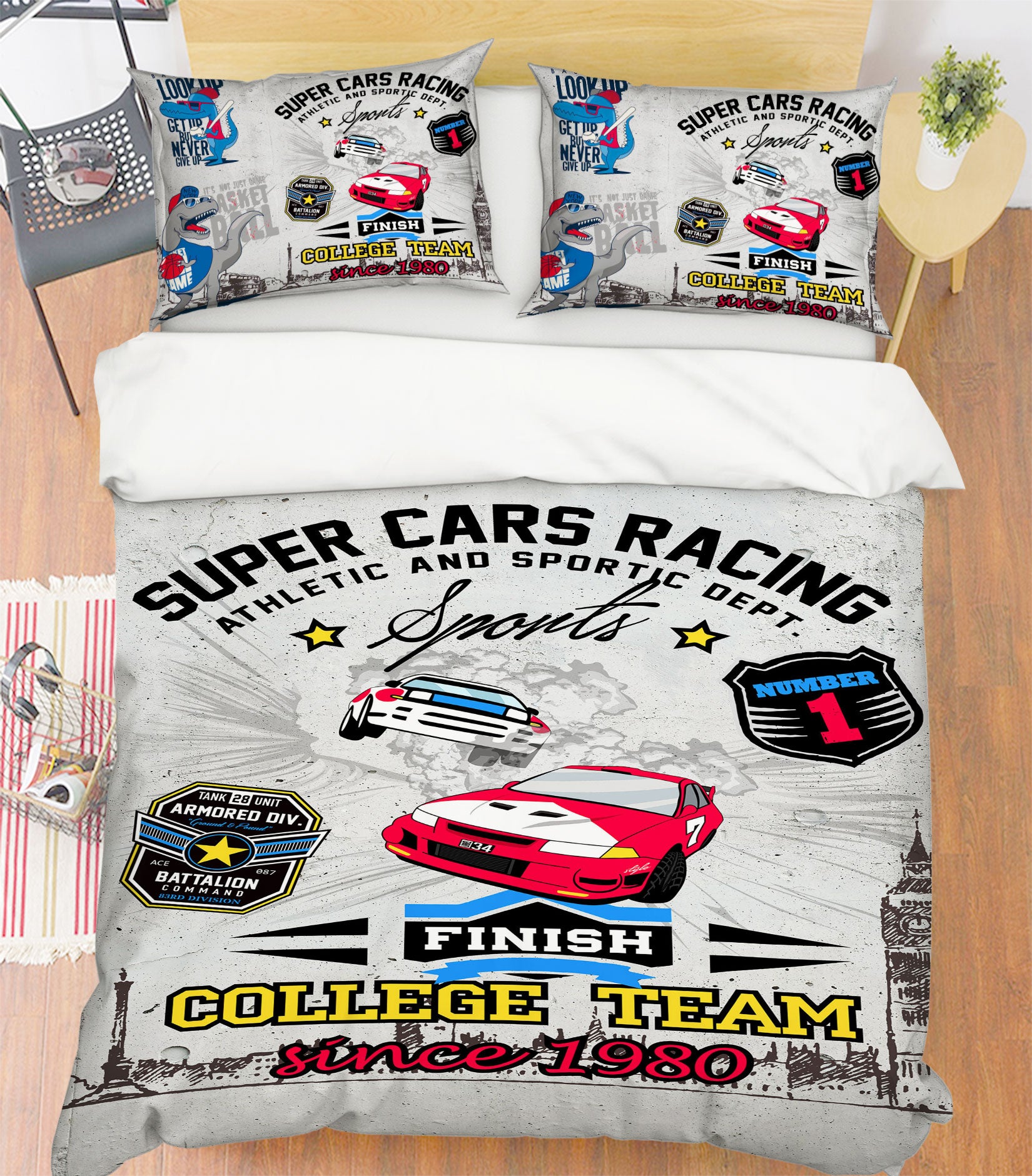 3D Car 13143 Bed Pillowcases Quilt