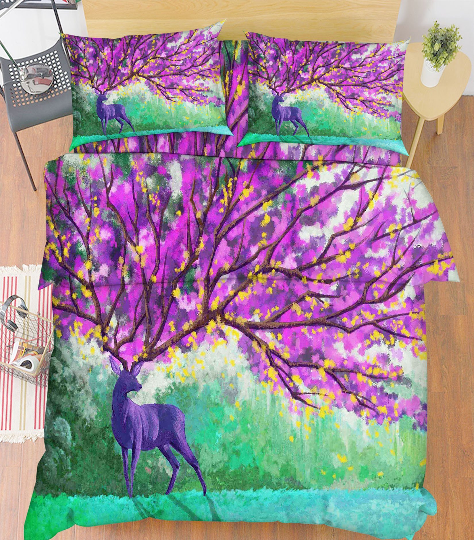 3D Animal Flowers Tree 24 Bed Pillowcases Quilt Wallpaper AJ Wallpaper
