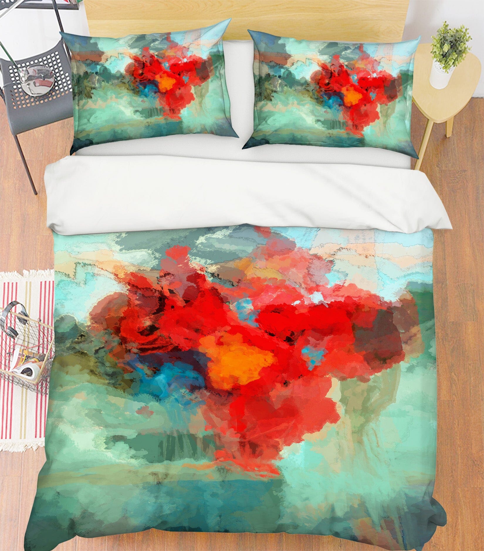 3D Red Flower Pattern 1046 Michael Tienhaara Bedding Bed Pillowcases Quilt Quiet Covers AJ Creativity Home