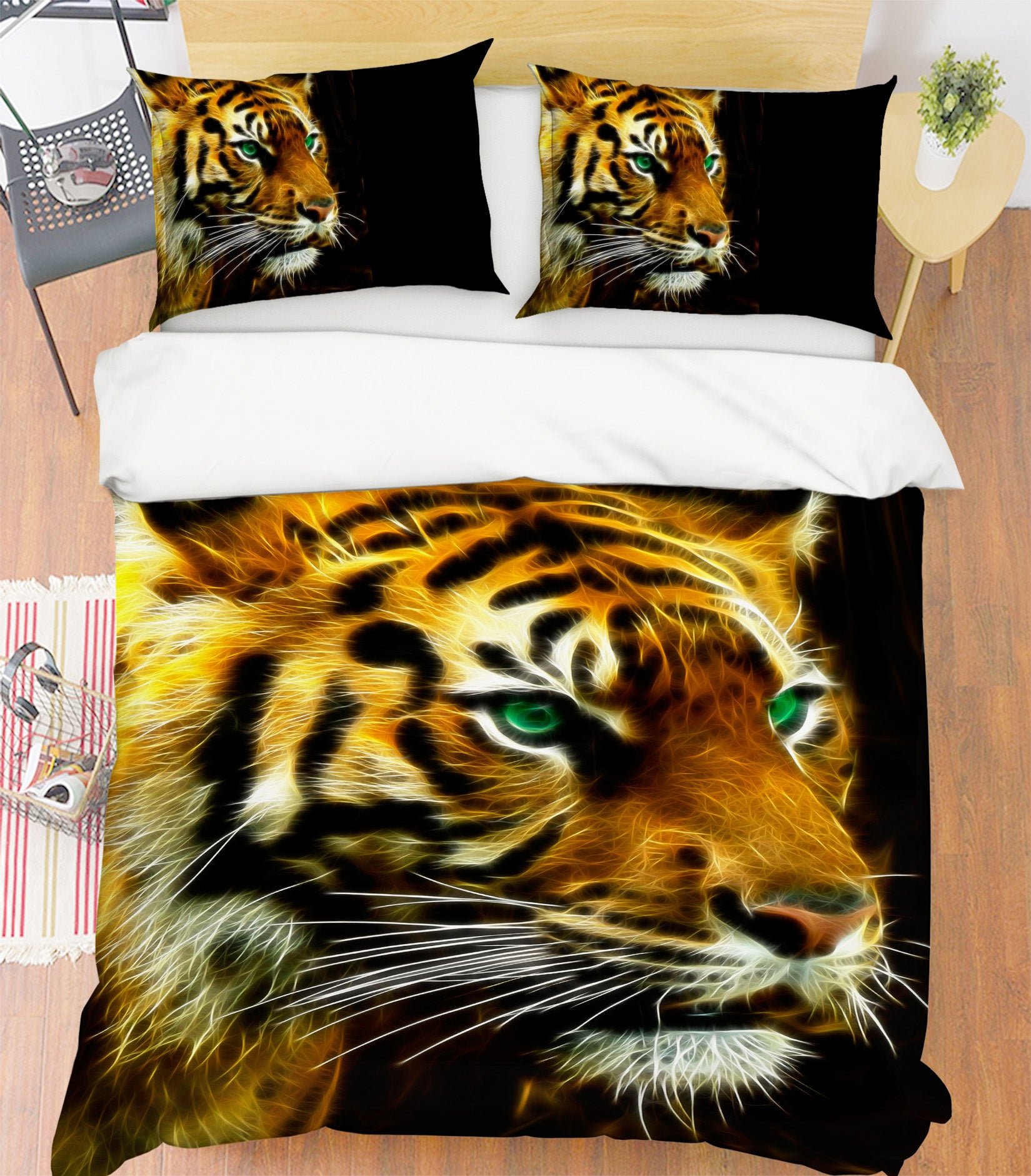 3D Tiger Head 21045 Bed Pillowcases Quilt