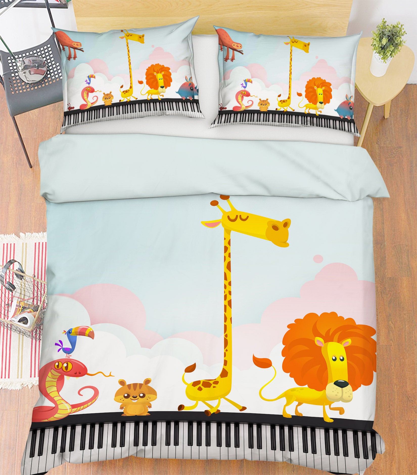 3D Giraffe Lion 13145 Bed Pillowcases Quilt
