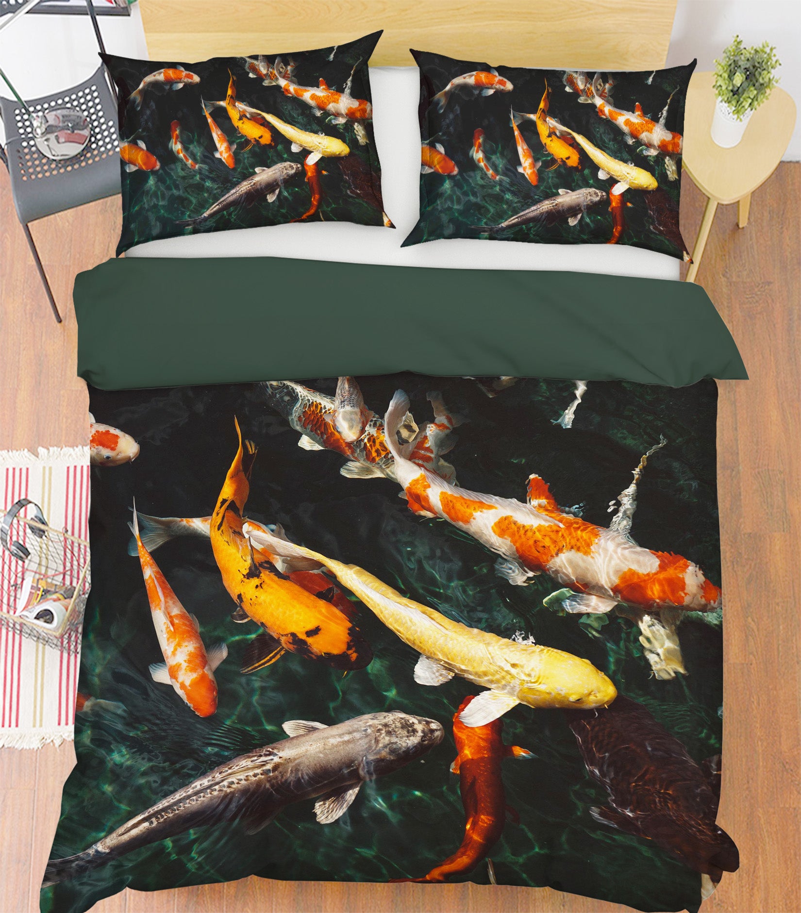 3D Yellow Goldfish 081 Bed Pillowcases Quilt