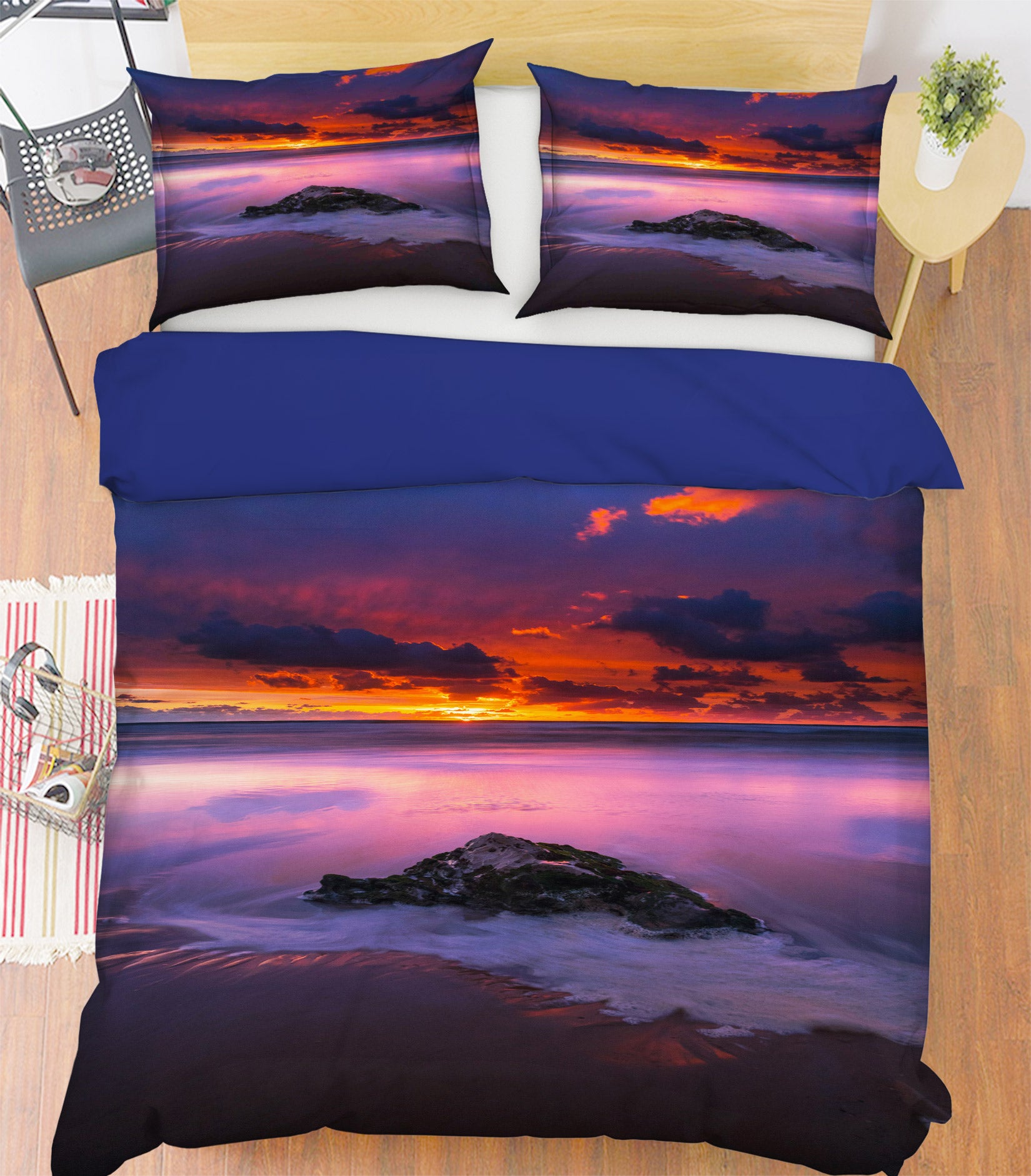 3D Seaside Stones 59113 Bed Pillowcases Quilt