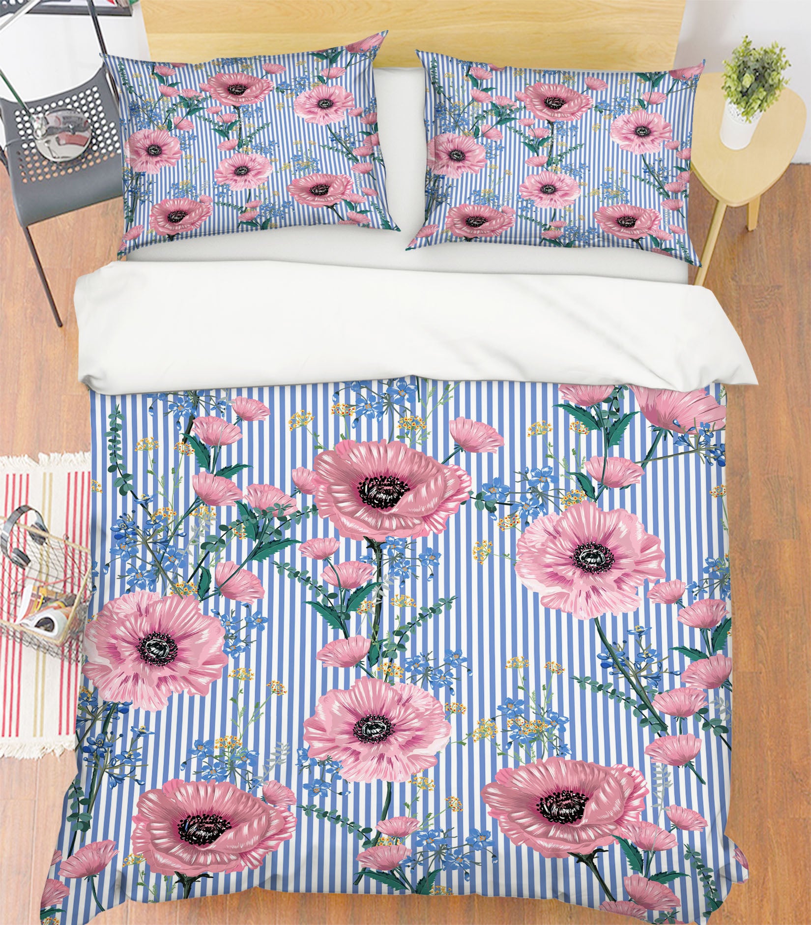 3D Pink Flower Pattern 60248 Bed Pillowcases Quilt