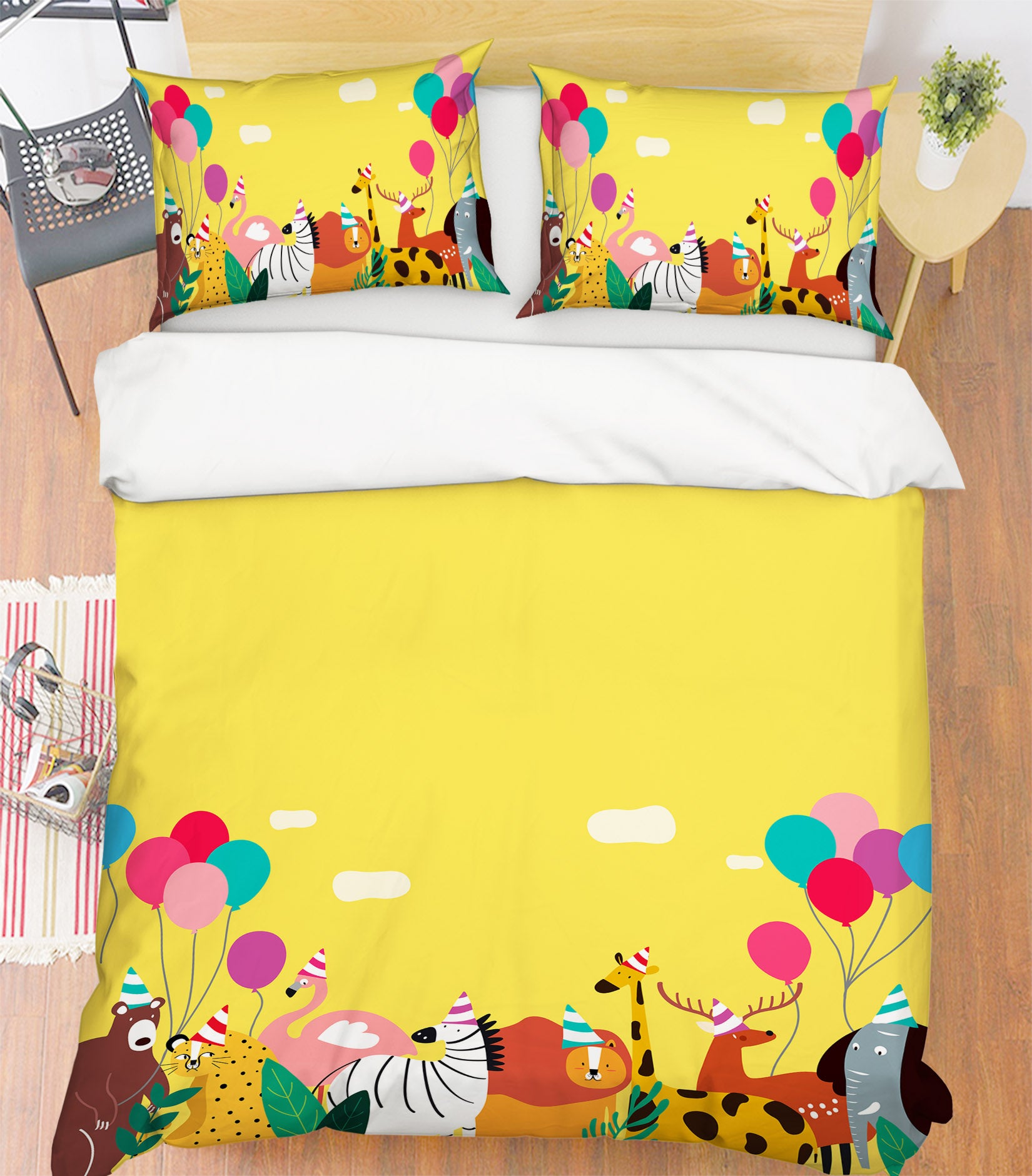 3D Animals Balloon 19170 Bed Pillowcases Quilt