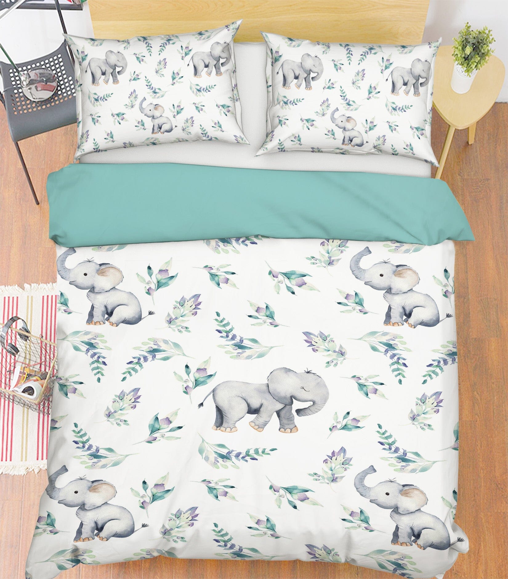 3D Elephant Rose 221 Uta Naumann Bedding Bed Pillowcases Quilt Quiet Covers AJ Creativity Home