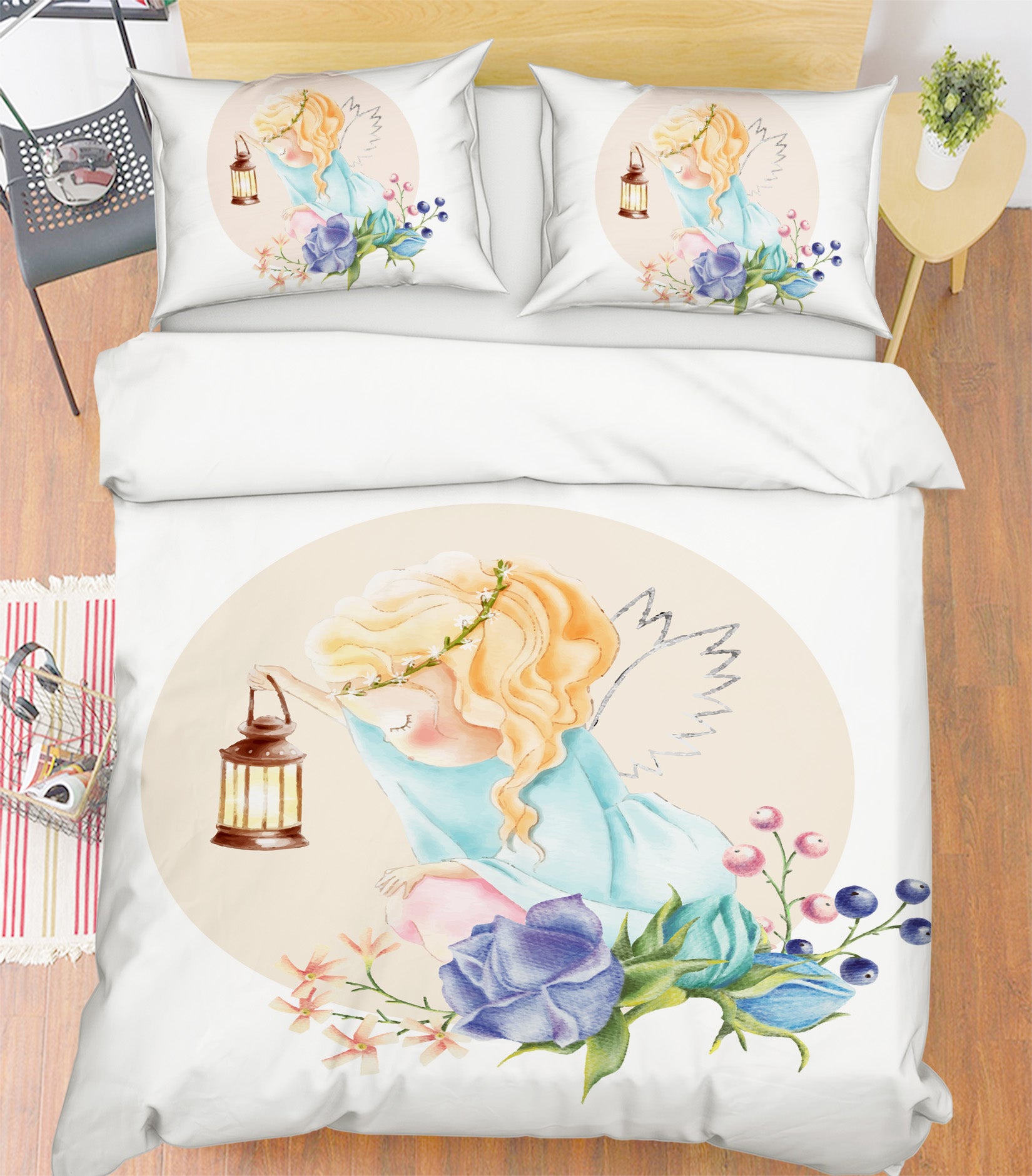 3D Flower Branch Angel Girl 58242 Bed Pillowcases Quilt