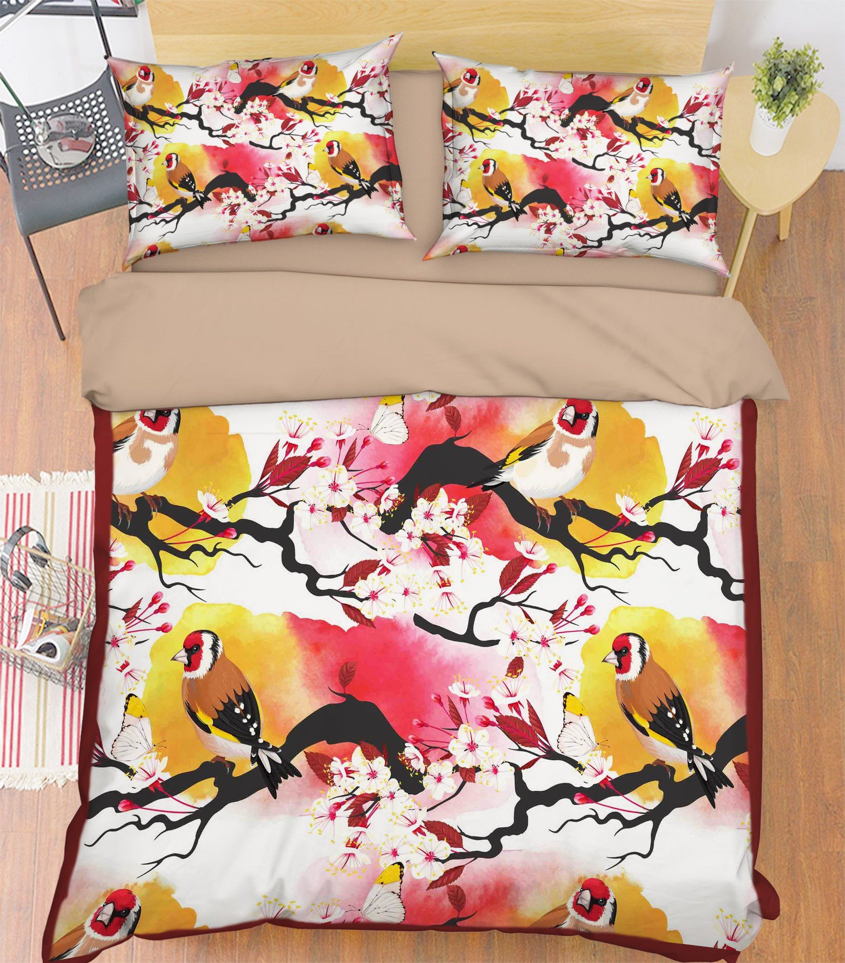 3D Colorful Magpies 087 Bed Pillowcases Quilt Wallpaper AJ Wallpaper