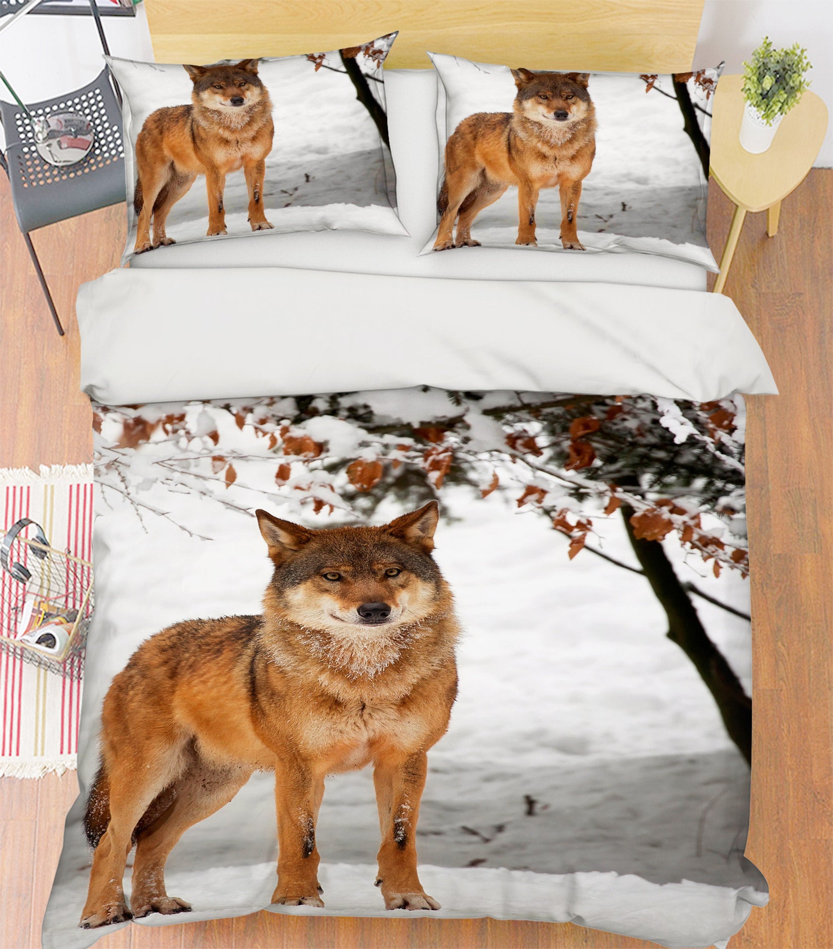 3D Snowfield Wolf 60007 Bed Pillowcases Quilt