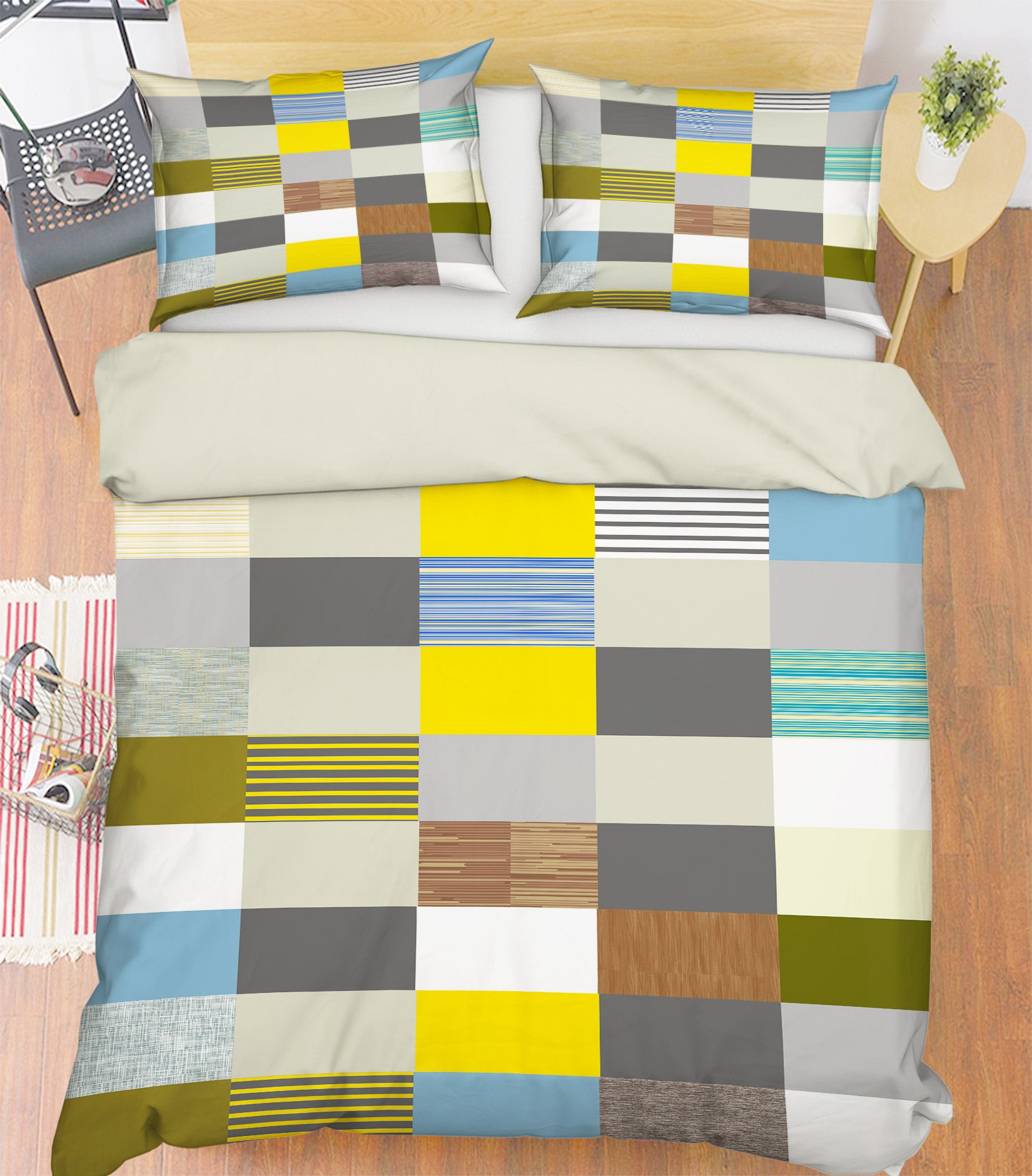 3D Color Square 59104 Bed Pillowcases Quilt