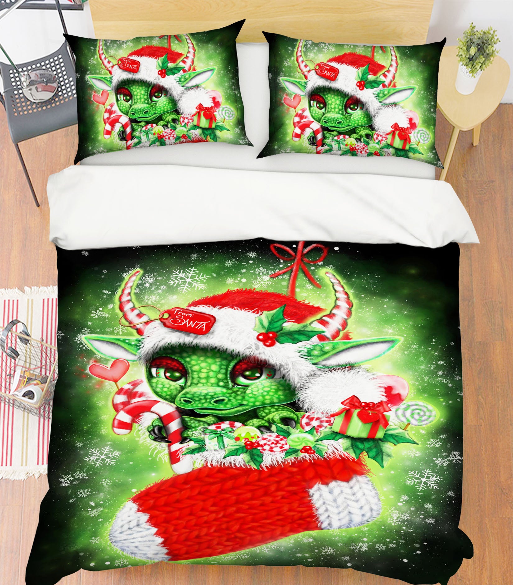 3D Christmas Dragon 8611 Sheena Pike Bedding Bed Pillowcases Quilt Cover Duvet Cover