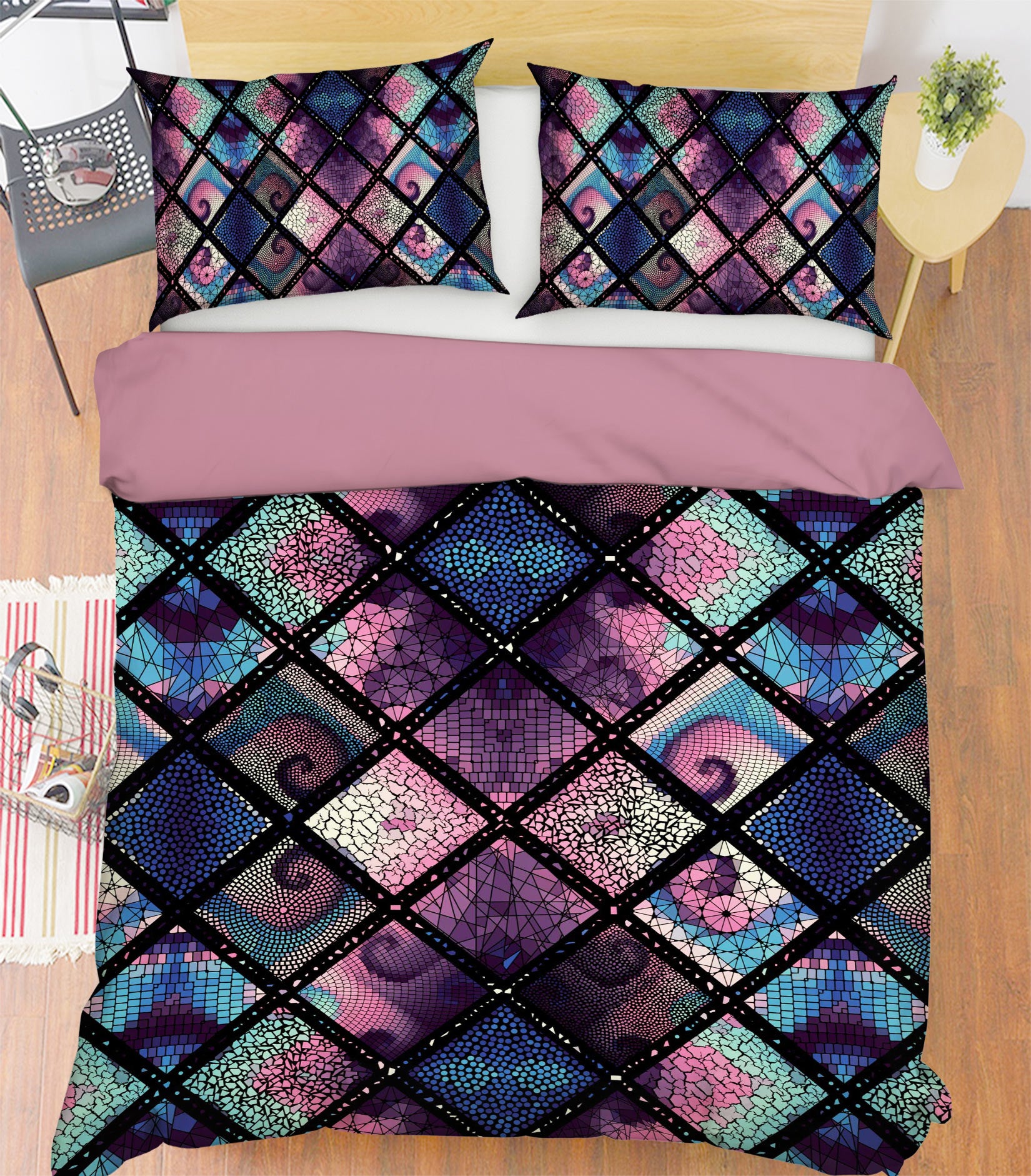 3D Diamond Pattern 14075 Bed Pillowcases Quilt