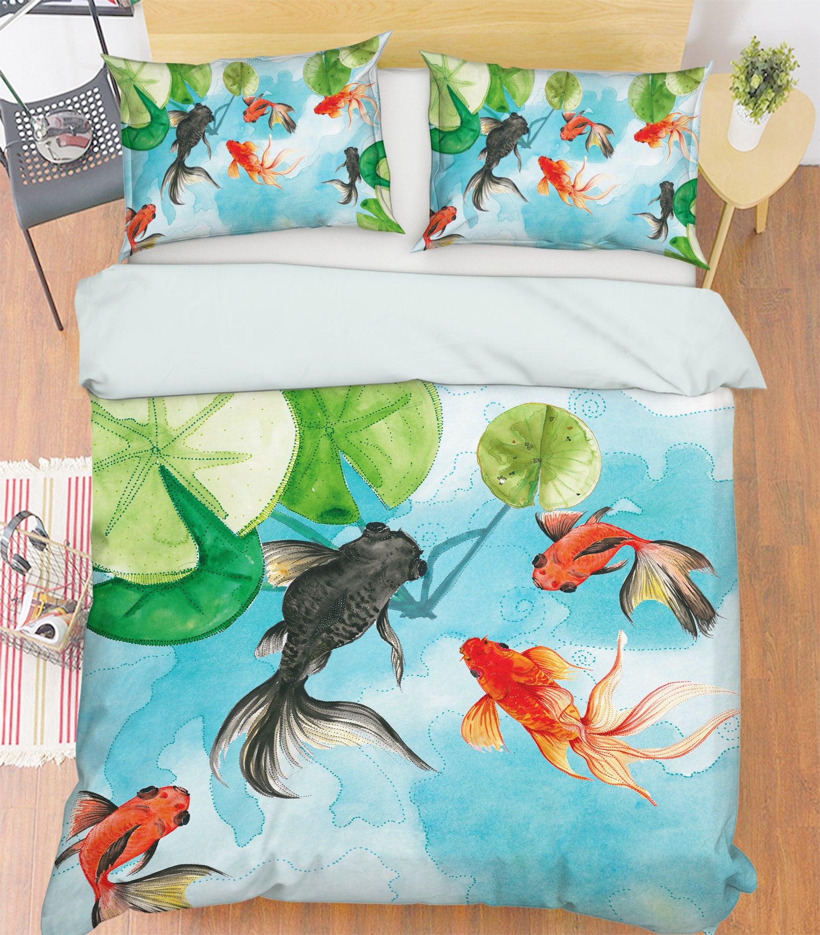 3D Whale Lotus Leaf 13103 Bed Pillowcases Quilt