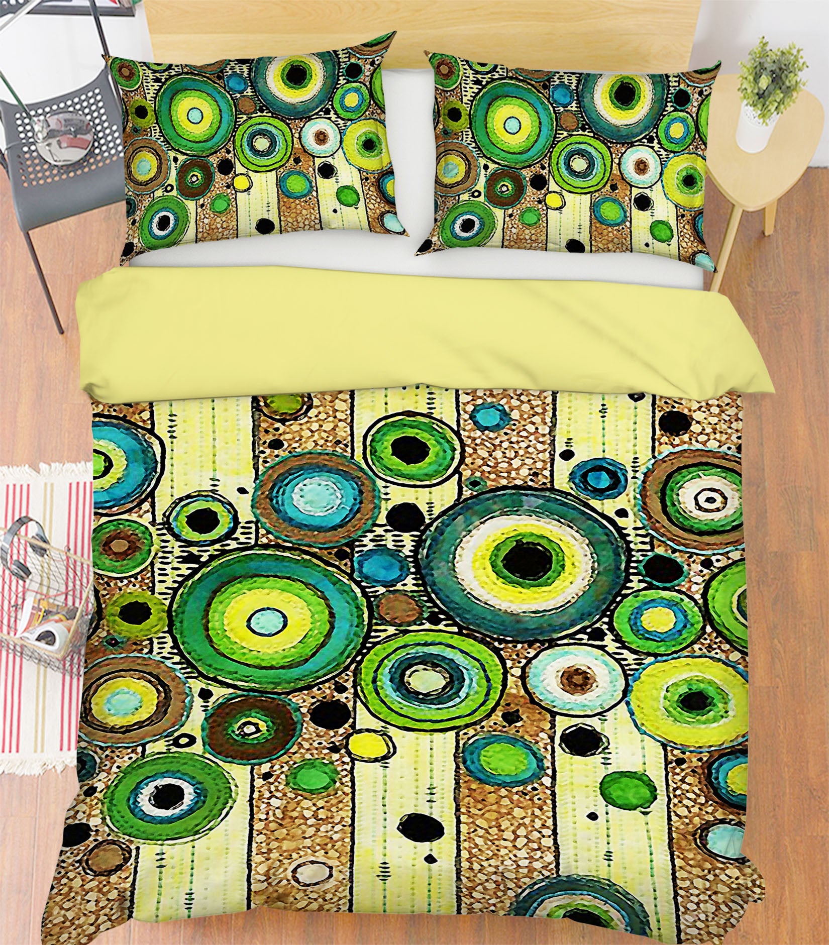 3D Green Circle 12142 Bed Pillowcases Quilt