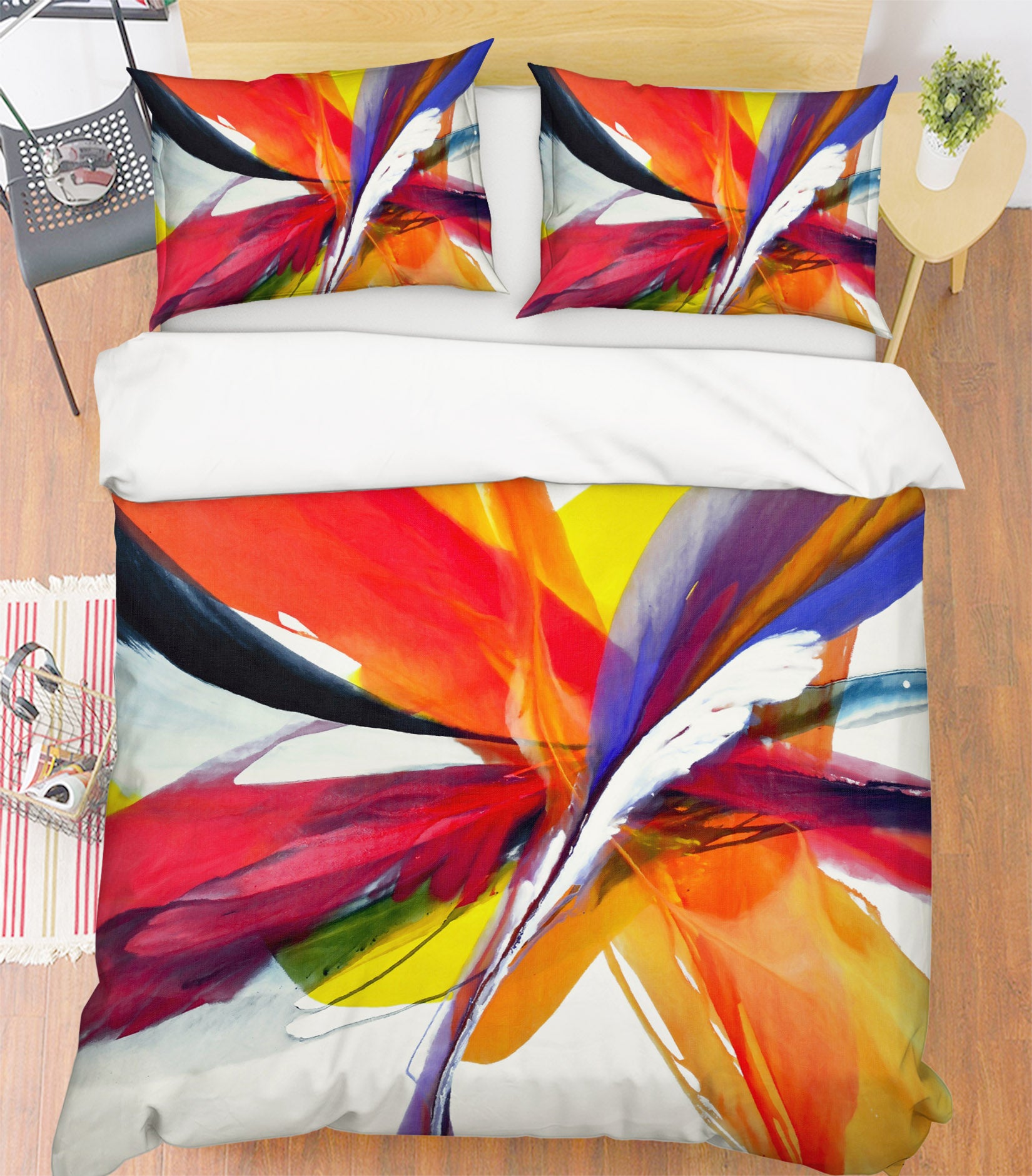 3D Red Feather Pattern 12160 Bed Pillowcases Quilt