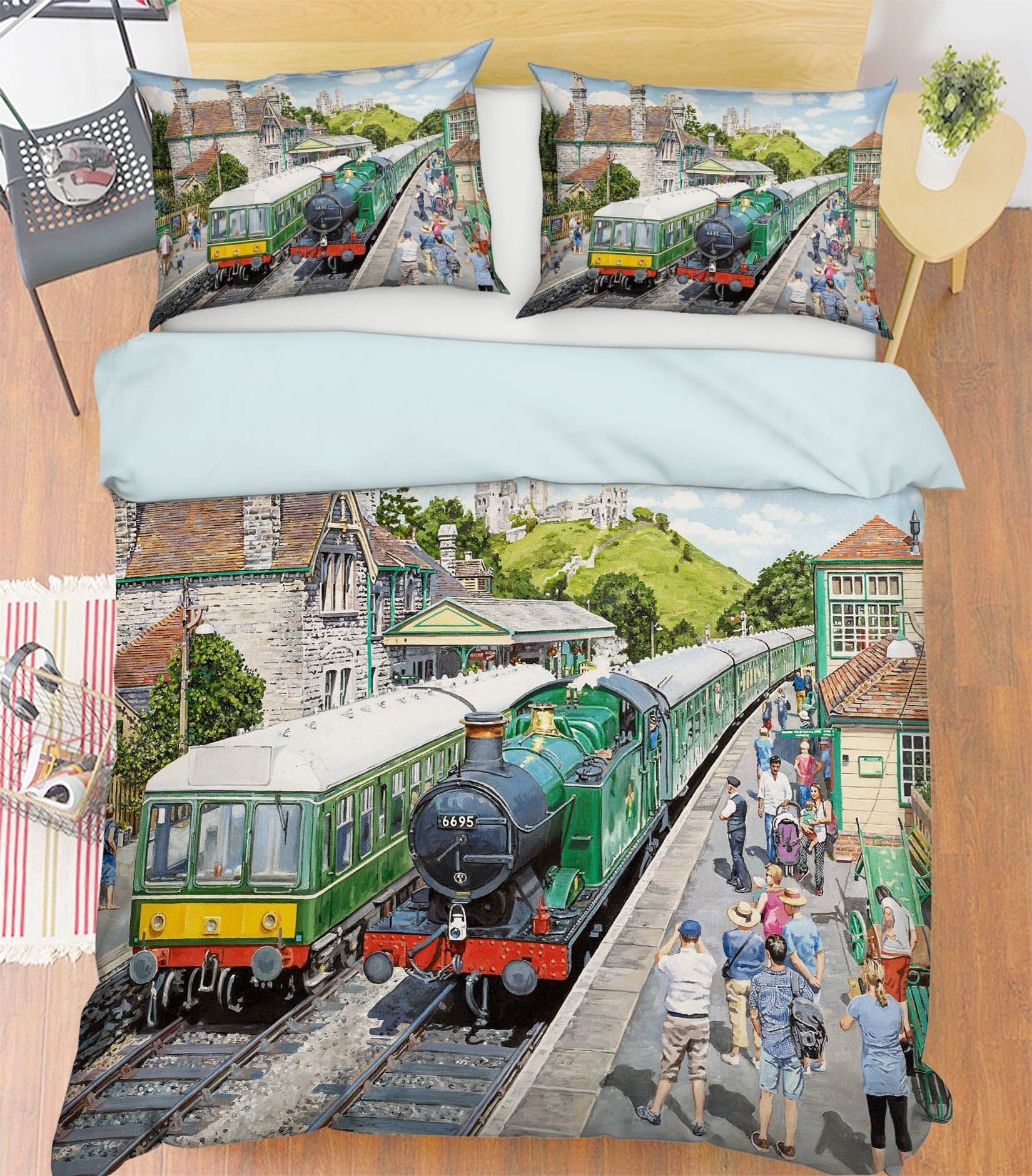 3D Corfe Castle Station 2015 Trevor Mitchell bedding Bed Pillowcases Quilt Quiet Covers AJ Creativity Home