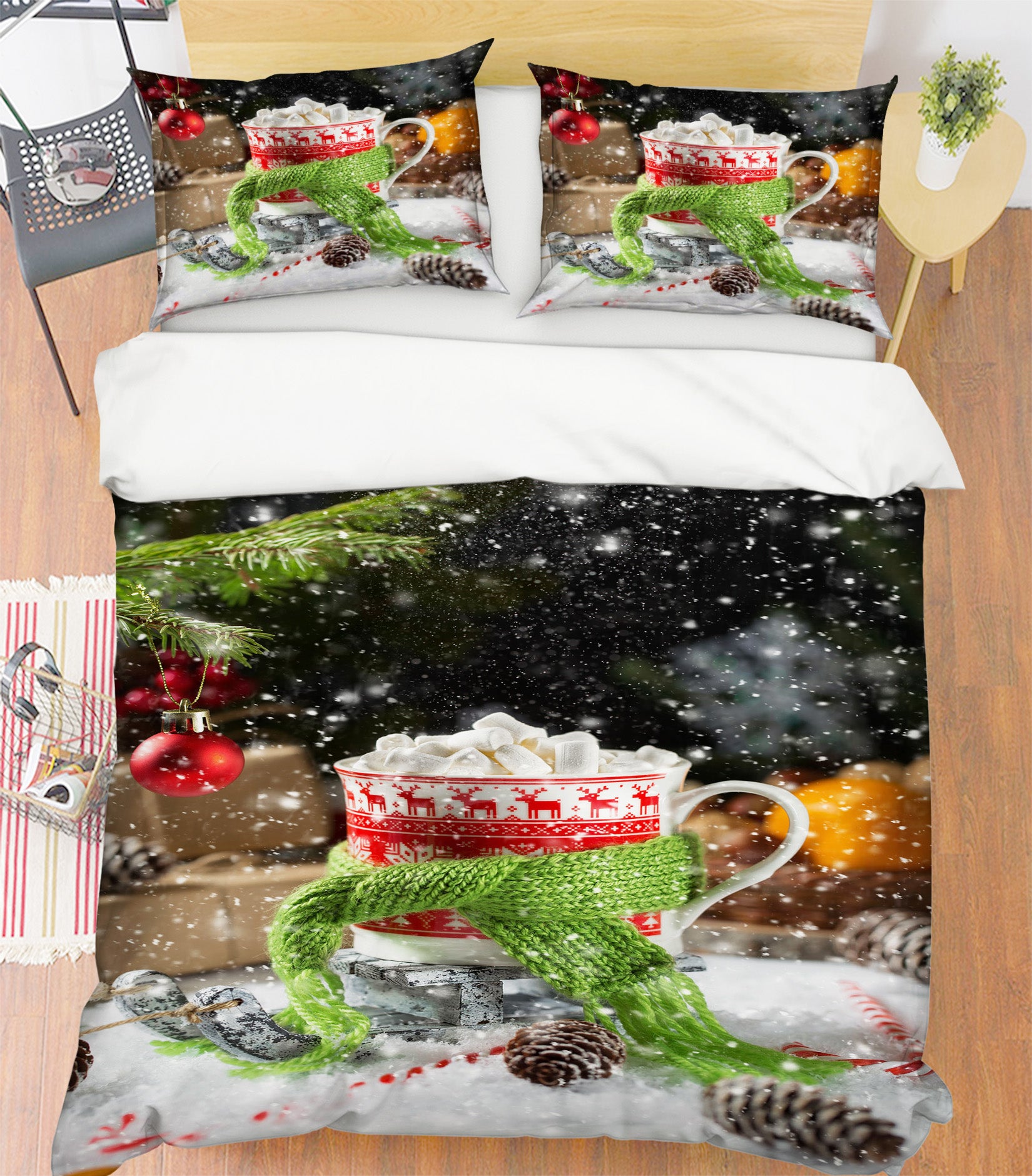 3D Cup Scarf 51139 Christmas Quilt Duvet Cover Xmas Bed Pillowcases
