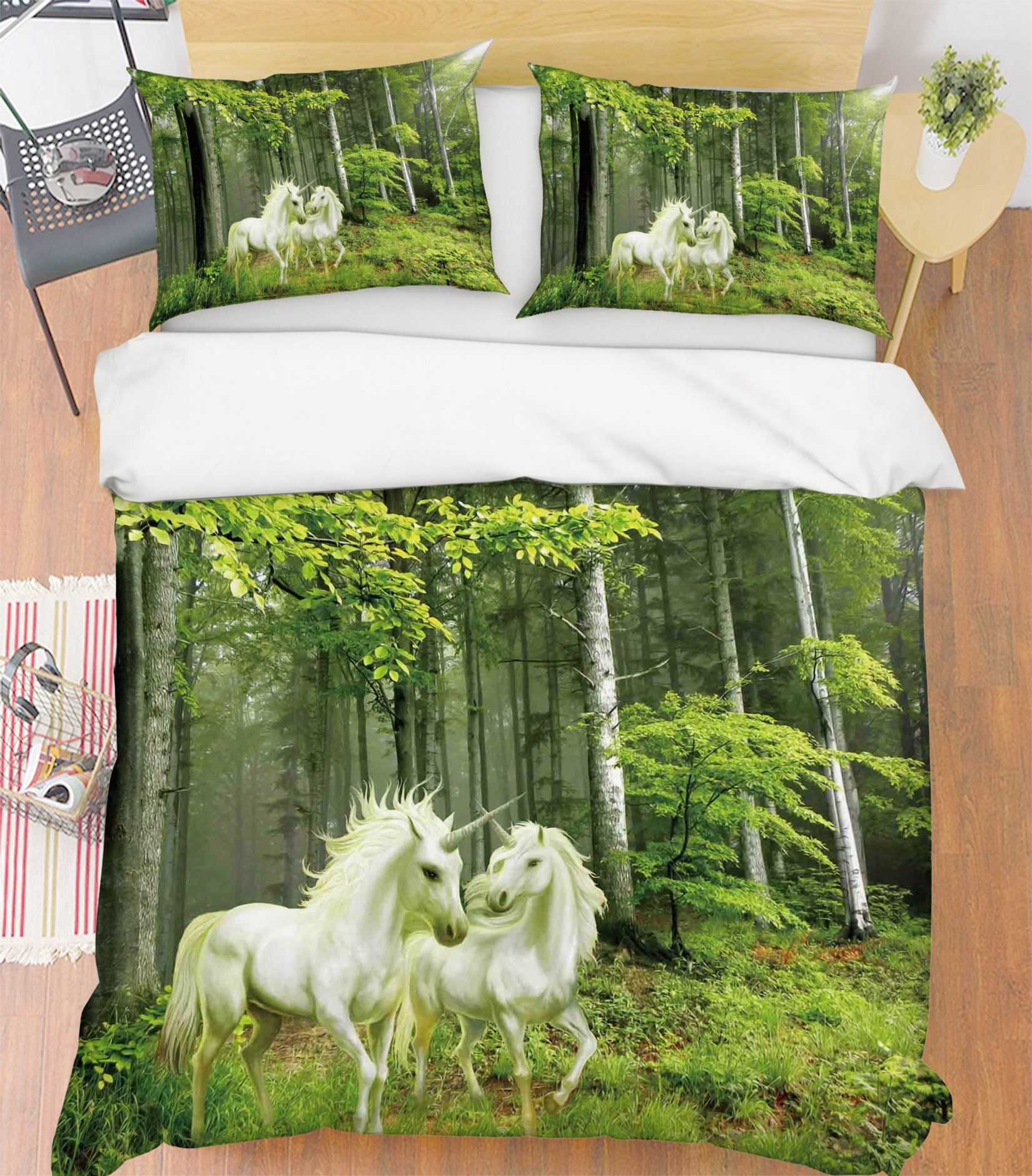 3D Unicorn Forest 070 Bed Pillowcases Quilt Wallpaper AJ Wallpaper
