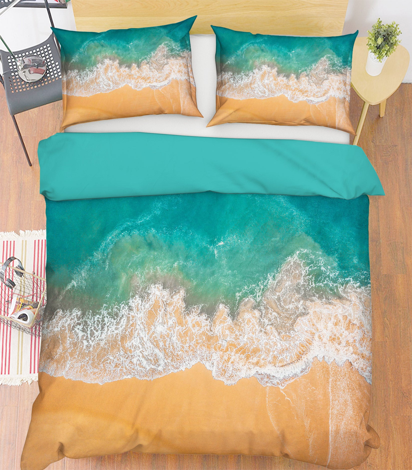 3D Seaside Waves 59124 Bed Pillowcases Quilt