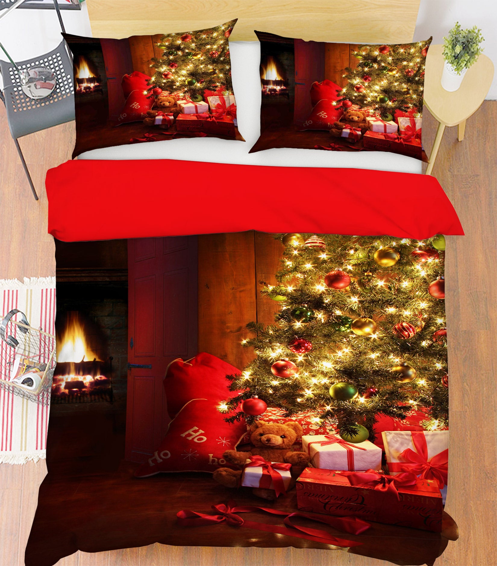 3D Christmas Tree 13155 Bed Pillowcases Quilt
