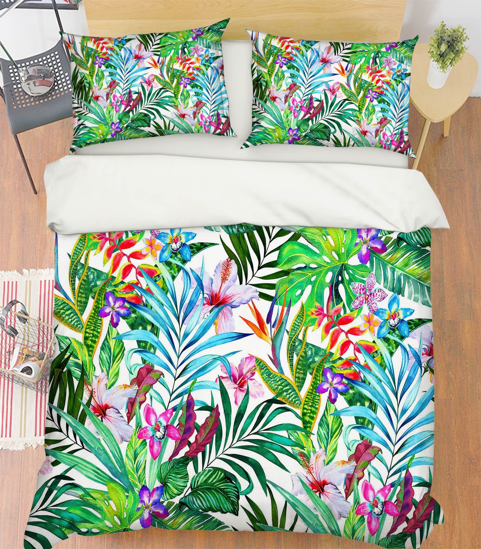 3D Bright Flowers Leaves 211 Bed Pillowcases Quilt Wallpaper AJ Wallpaper