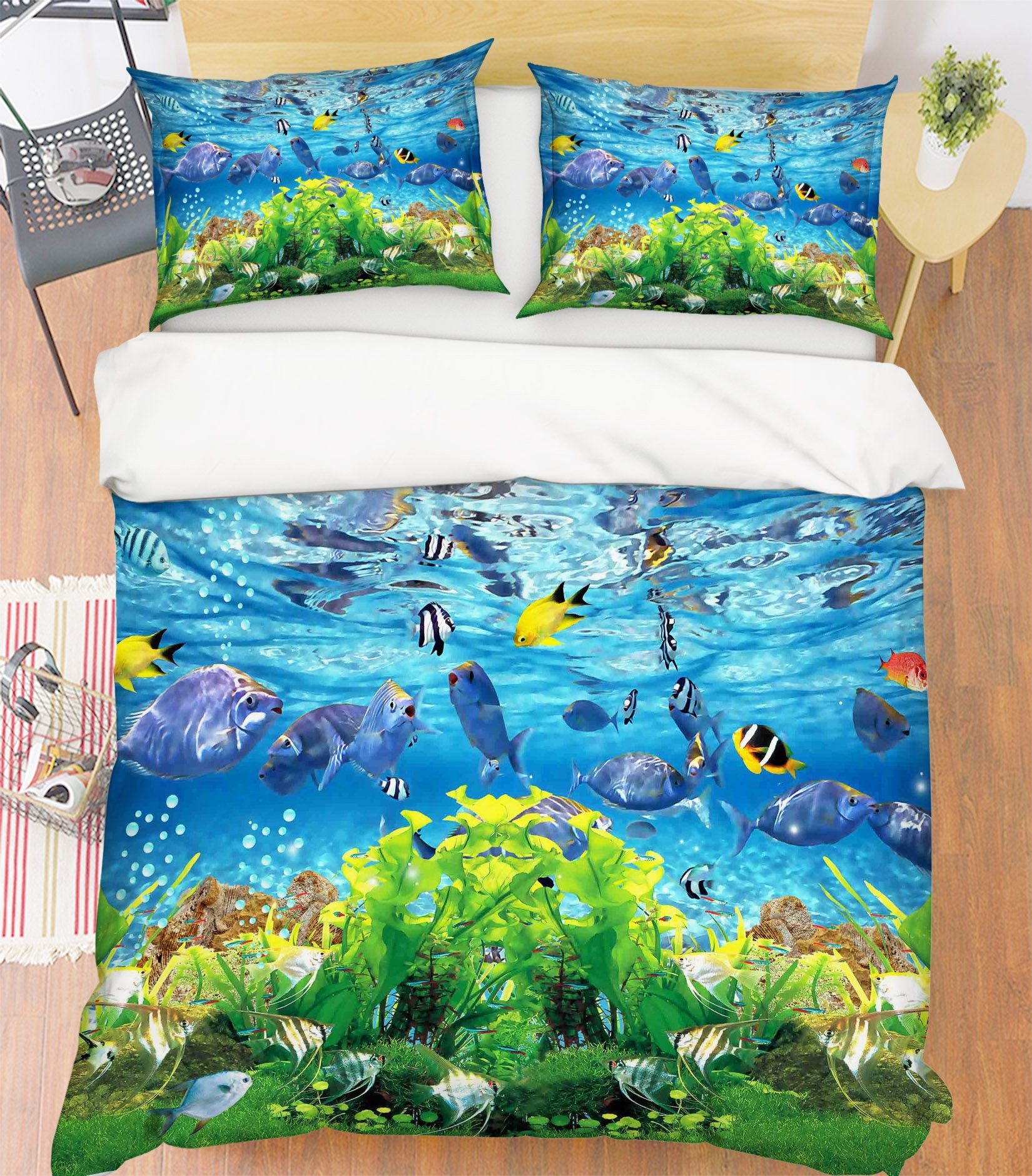3D Seaweed Fish School 198 Bed Pillowcases Quilt Wallpaper AJ Wallpaper