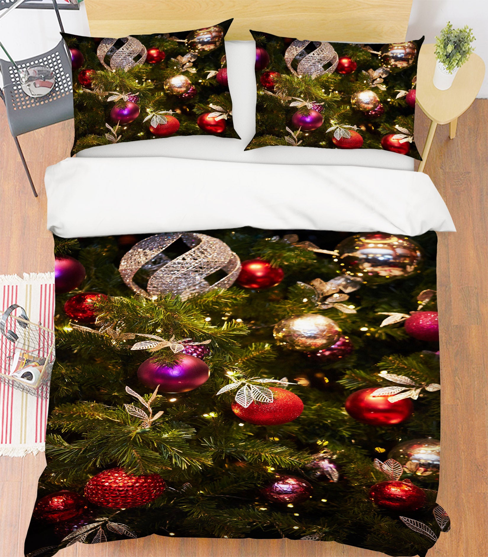 3D Red Ball Pendant 51126 Christmas Quilt Duvet Cover Xmas Bed Pillowcases