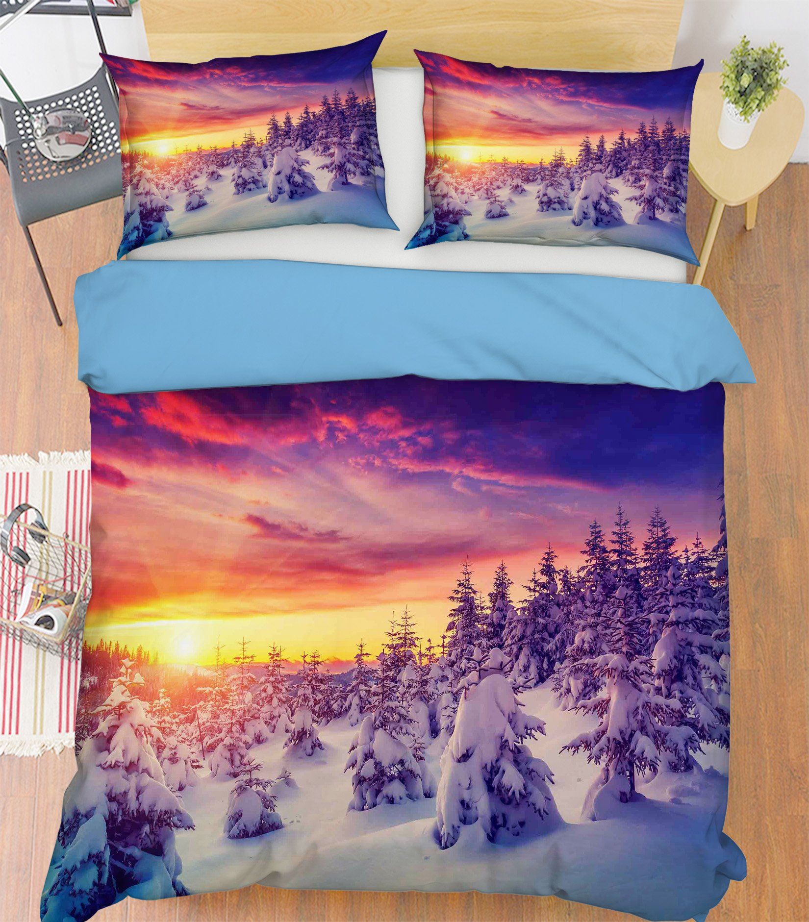 3D Snow Sunset 031 Bed Pillowcases Quilt Wallpaper AJ Wallpaper