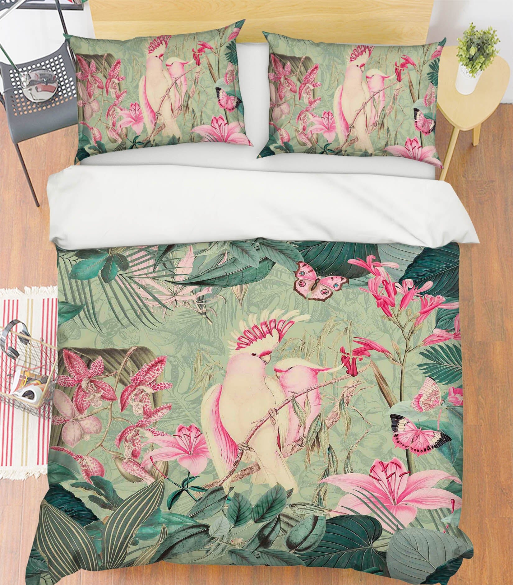 3D Cockatoos And Butterflies 2110 Andrea haase Bedding Bed Pillowcases Quilt Quiet Covers AJ Creativity Home