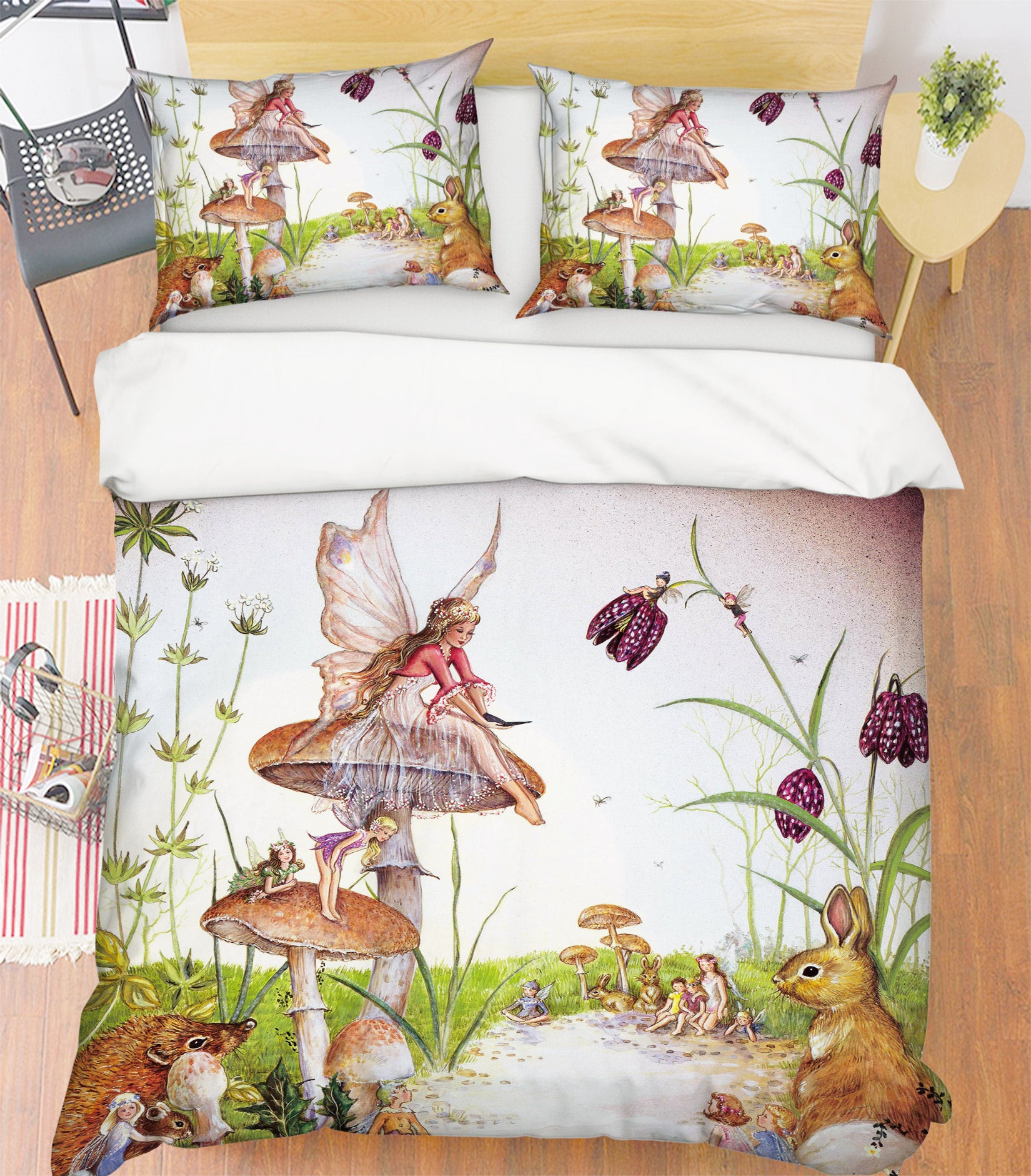 3D Mushroom Rabbit 13125 Bed Pillowcases Quilt