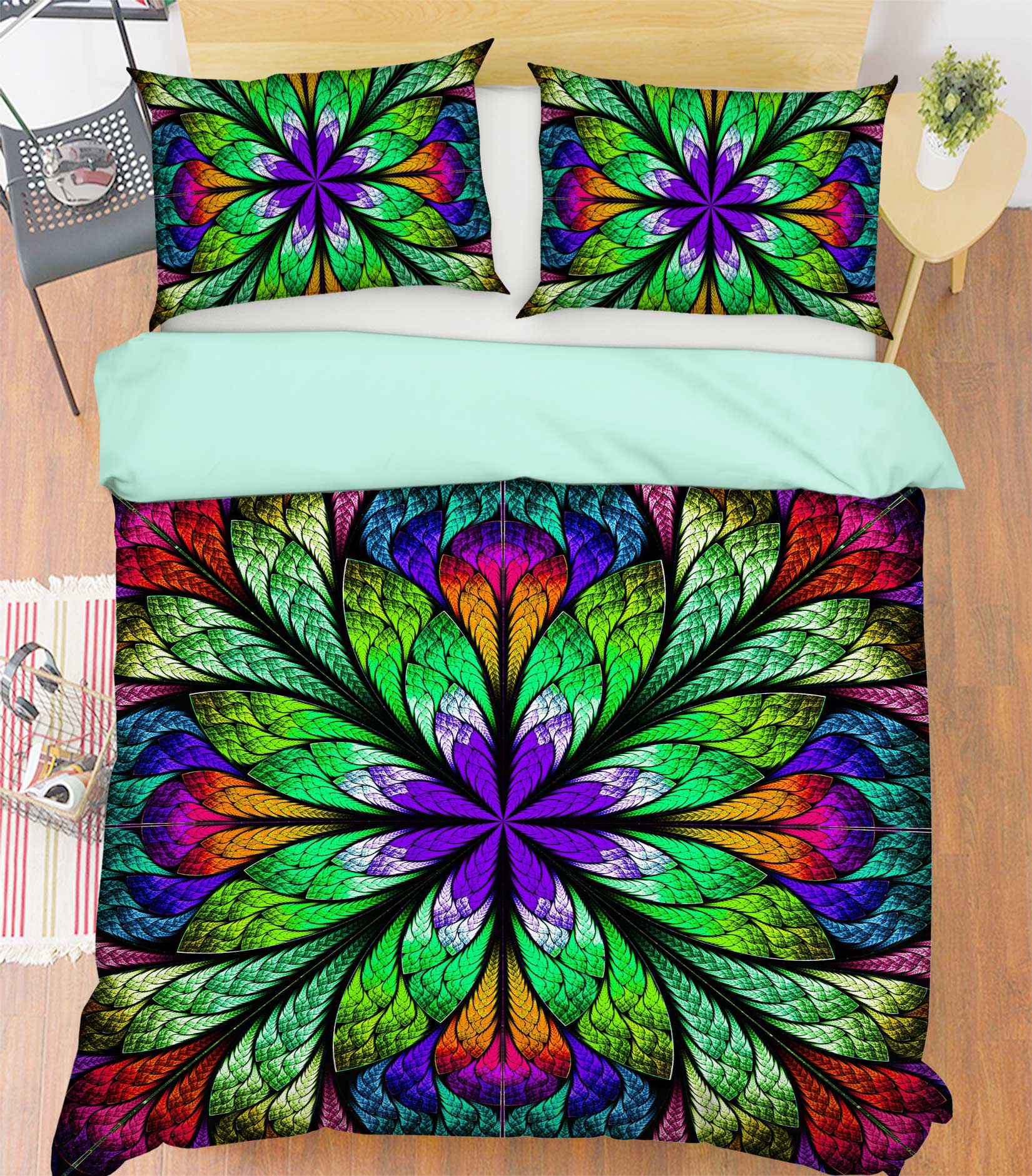3D Green Pattern 13172 Bed Pillowcases Quilt